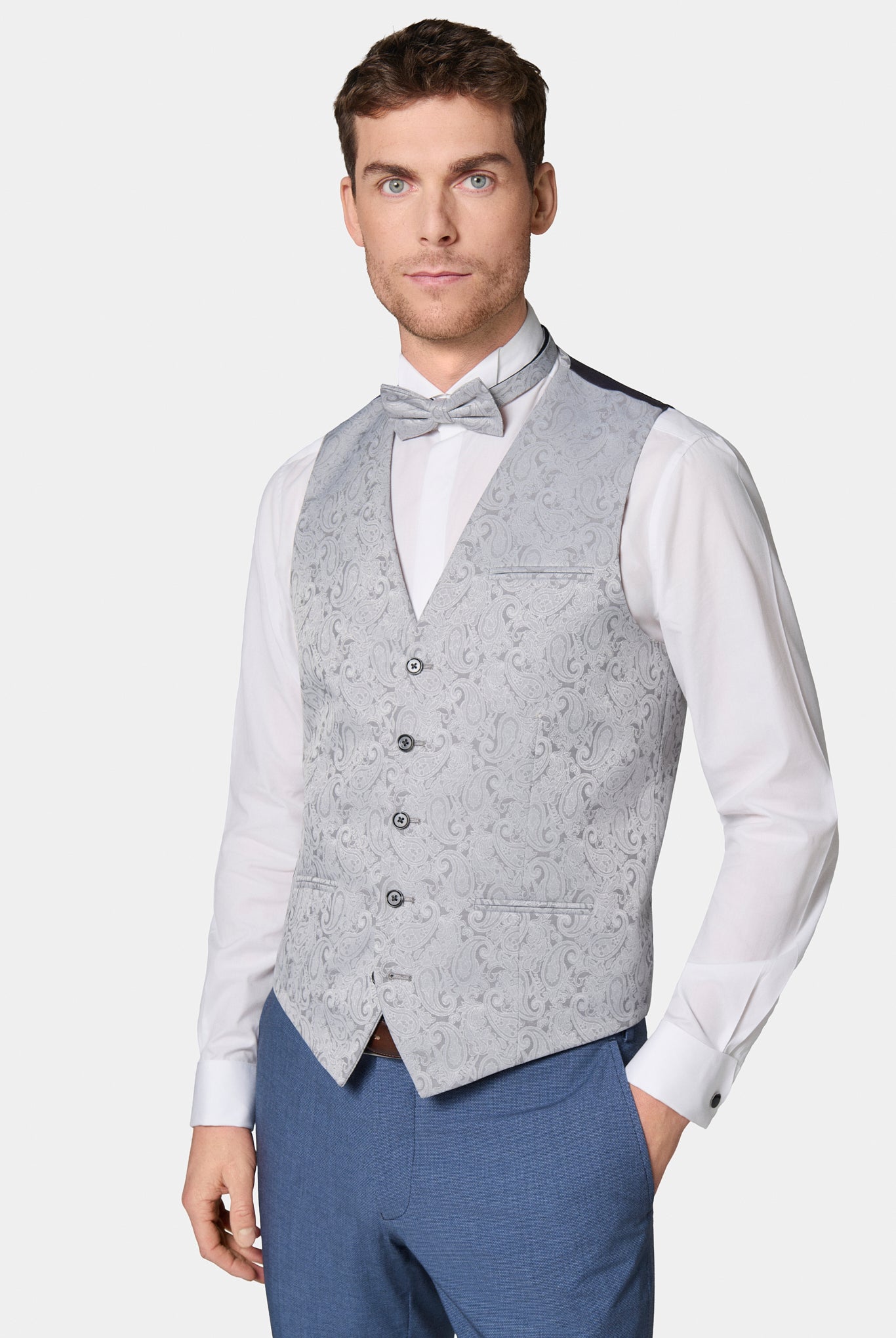 Gilet de cérémonie, jacquard motif cachemire Jerem, simple boutonnage