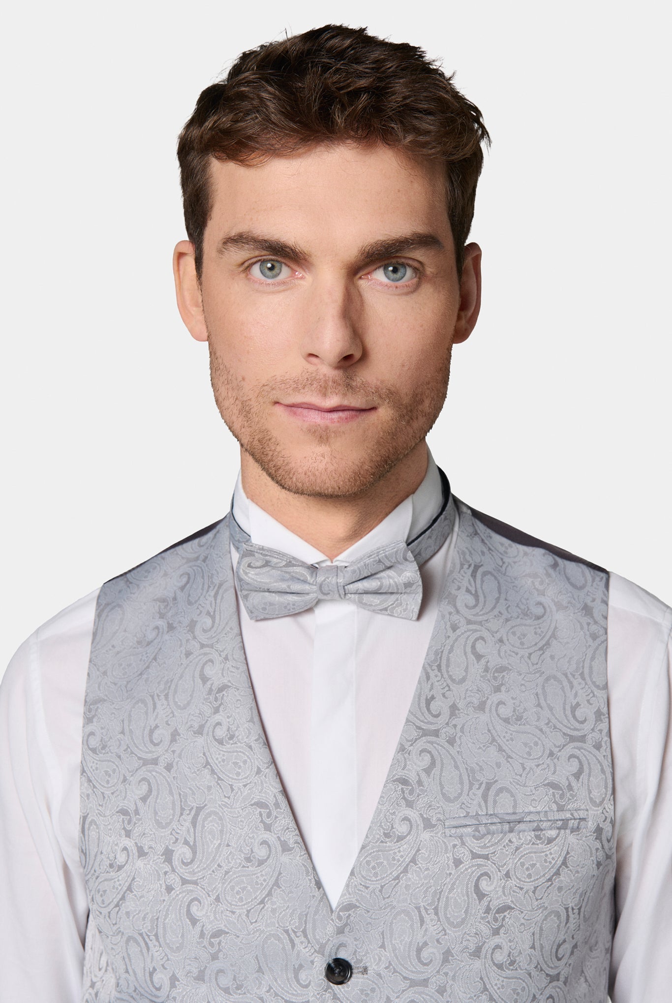 Jacquard motif cachemire — Gilet de cérémonie Jerem, simple boutonnage