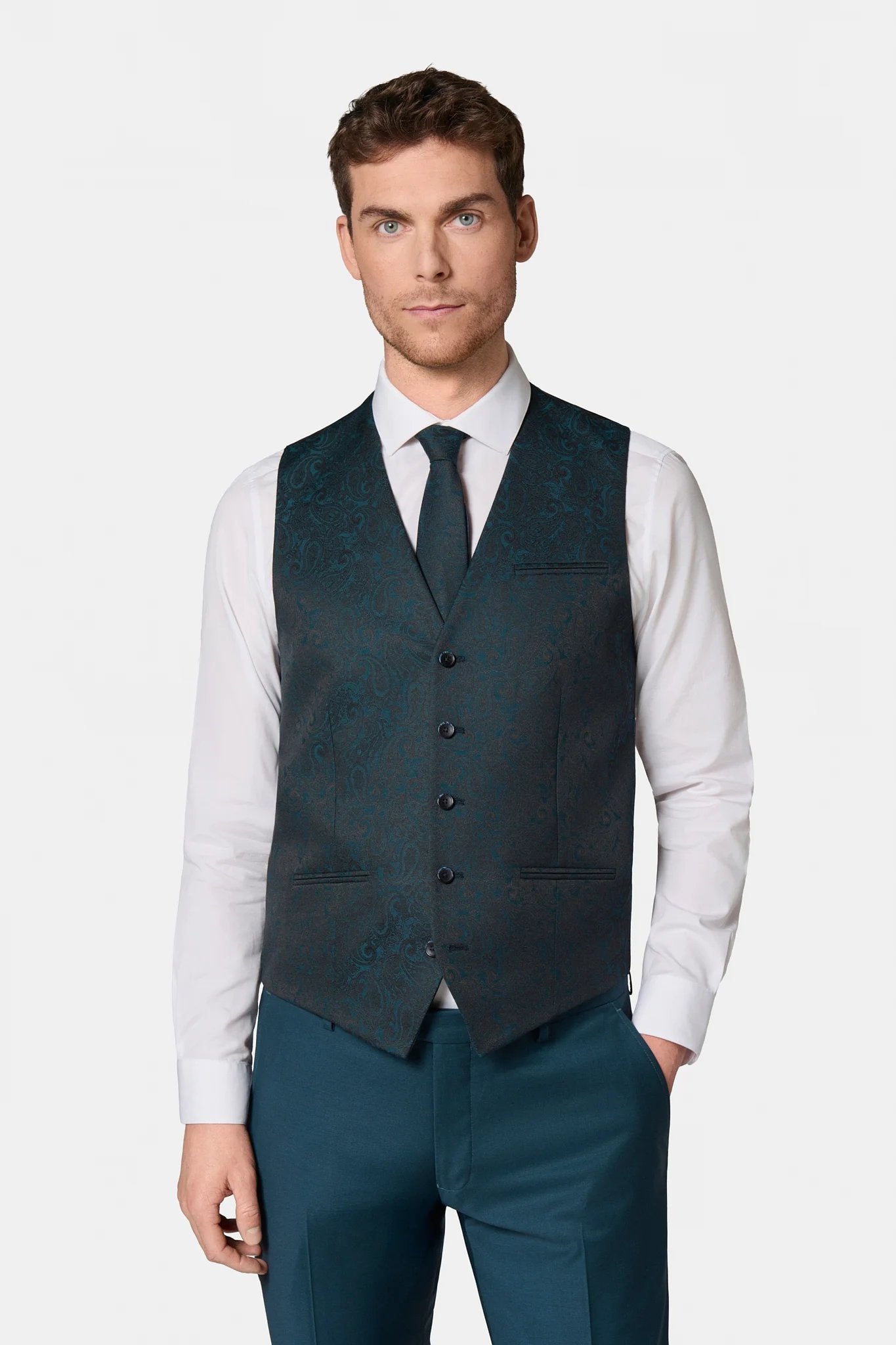 Gilet de cérémonie Jerem, simple boutonnage, entièrement doublée
