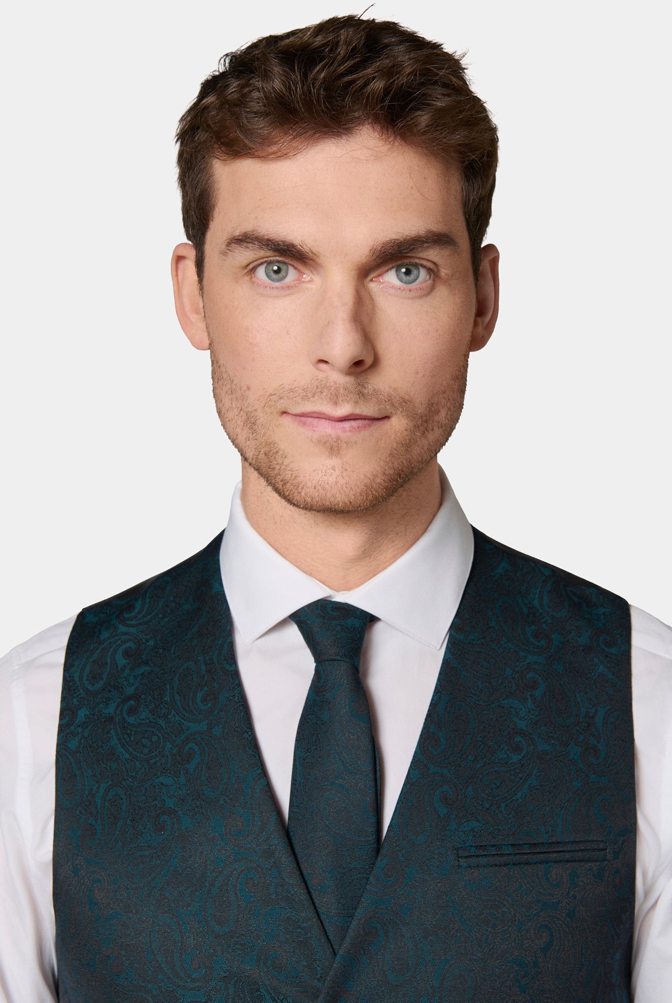 Gilet de cérémonie en jacquard motif cachemire Jerem, entièrement doublée