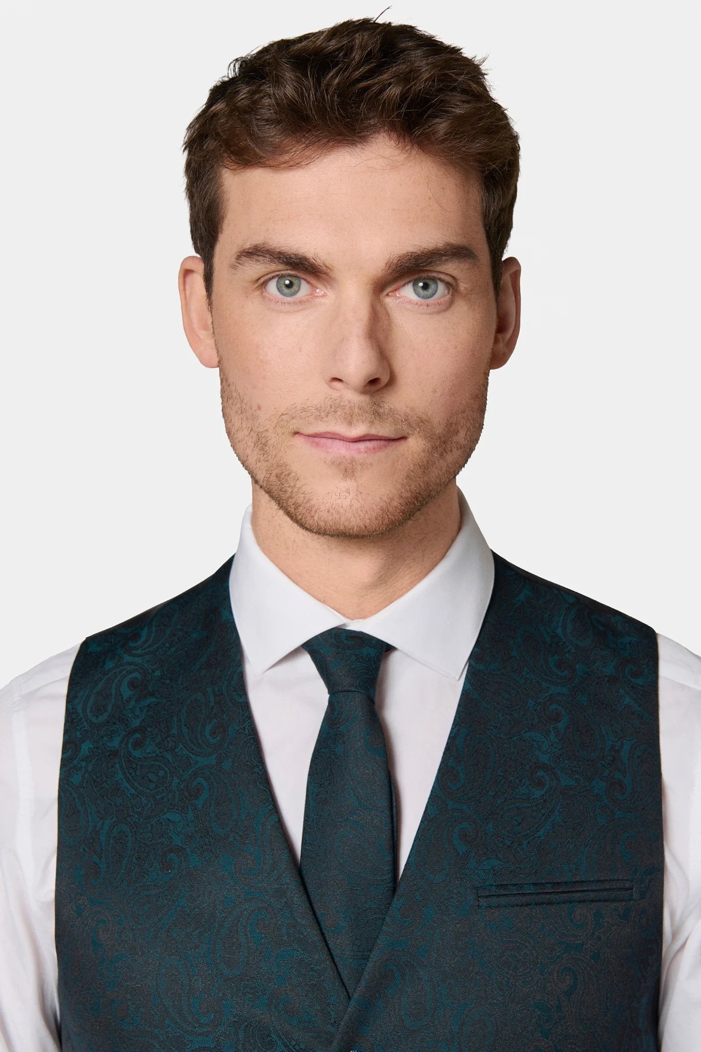 Gilet de cérémonie en jacquard motif cachemire Jerem, entièrement doublée