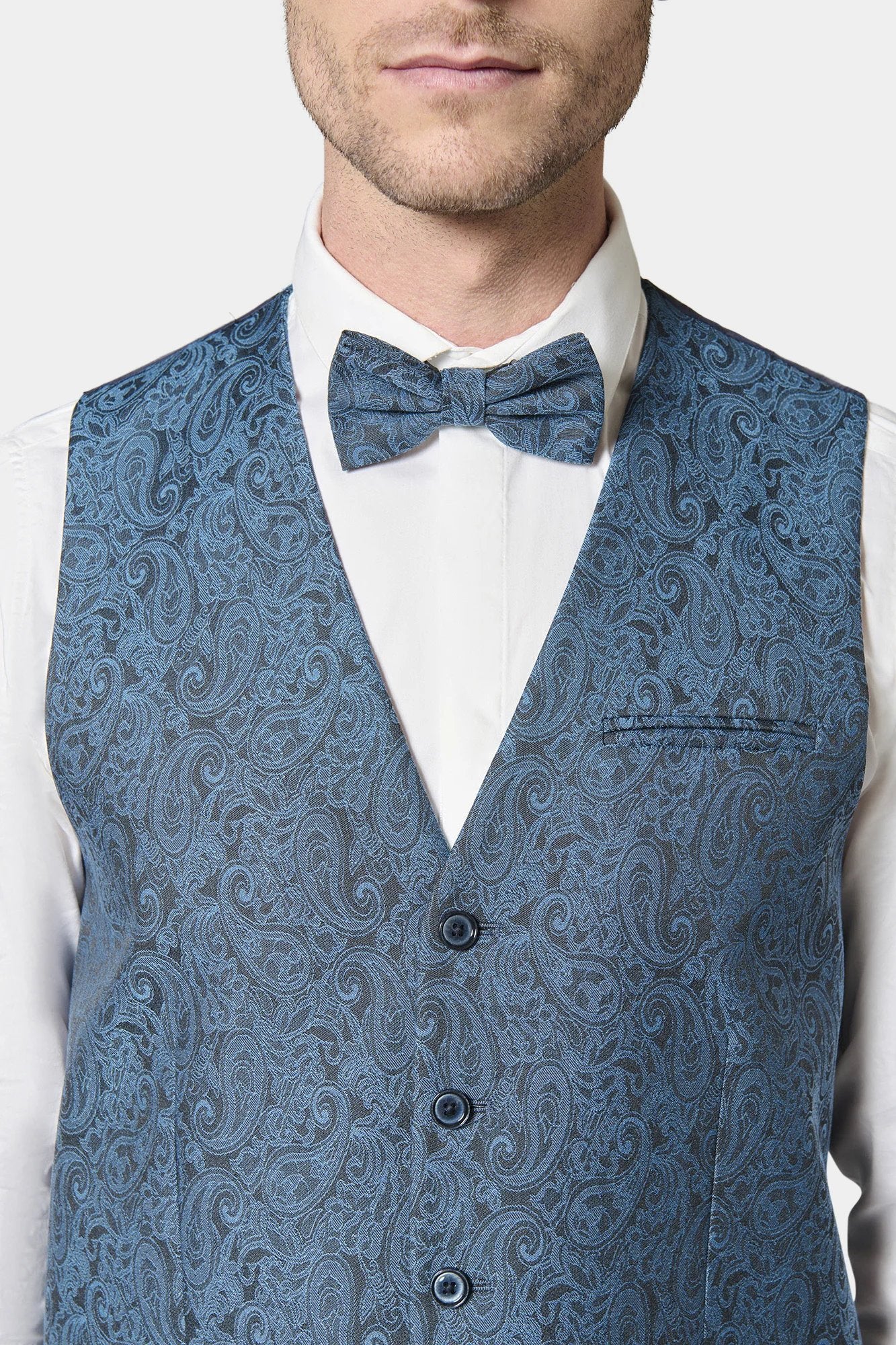 Gilet de cérémonie en jacquard motif cachemire Jerem, entièrement doublée, simple boutonnage vue 17