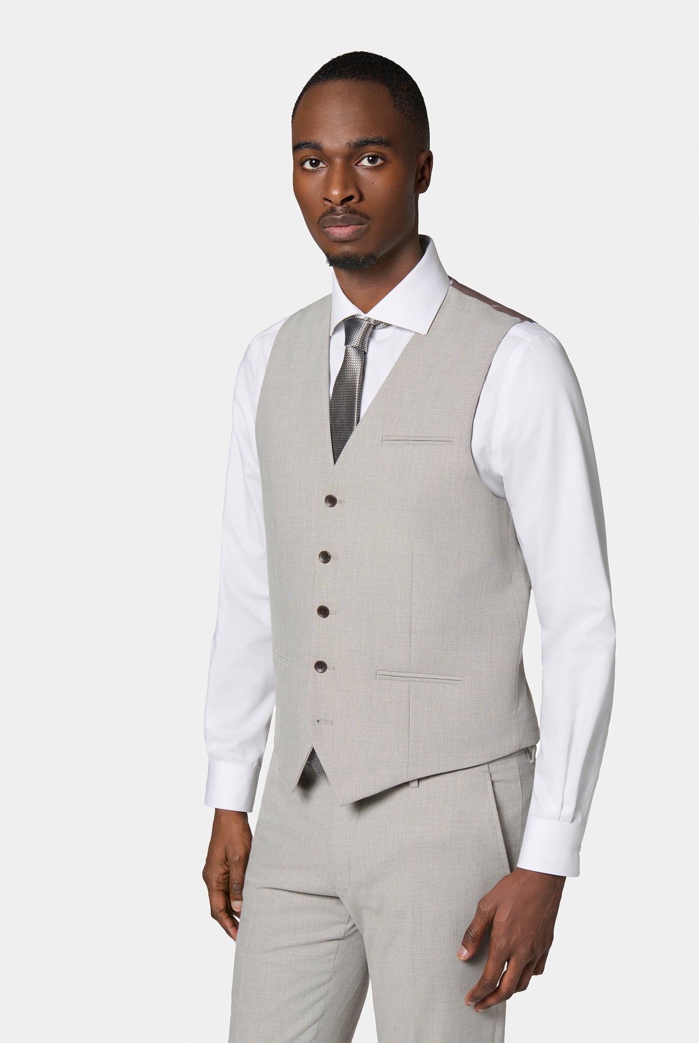 Gilet de costume bi-stretch Jerem, entièrement doublée, simple boutonnage