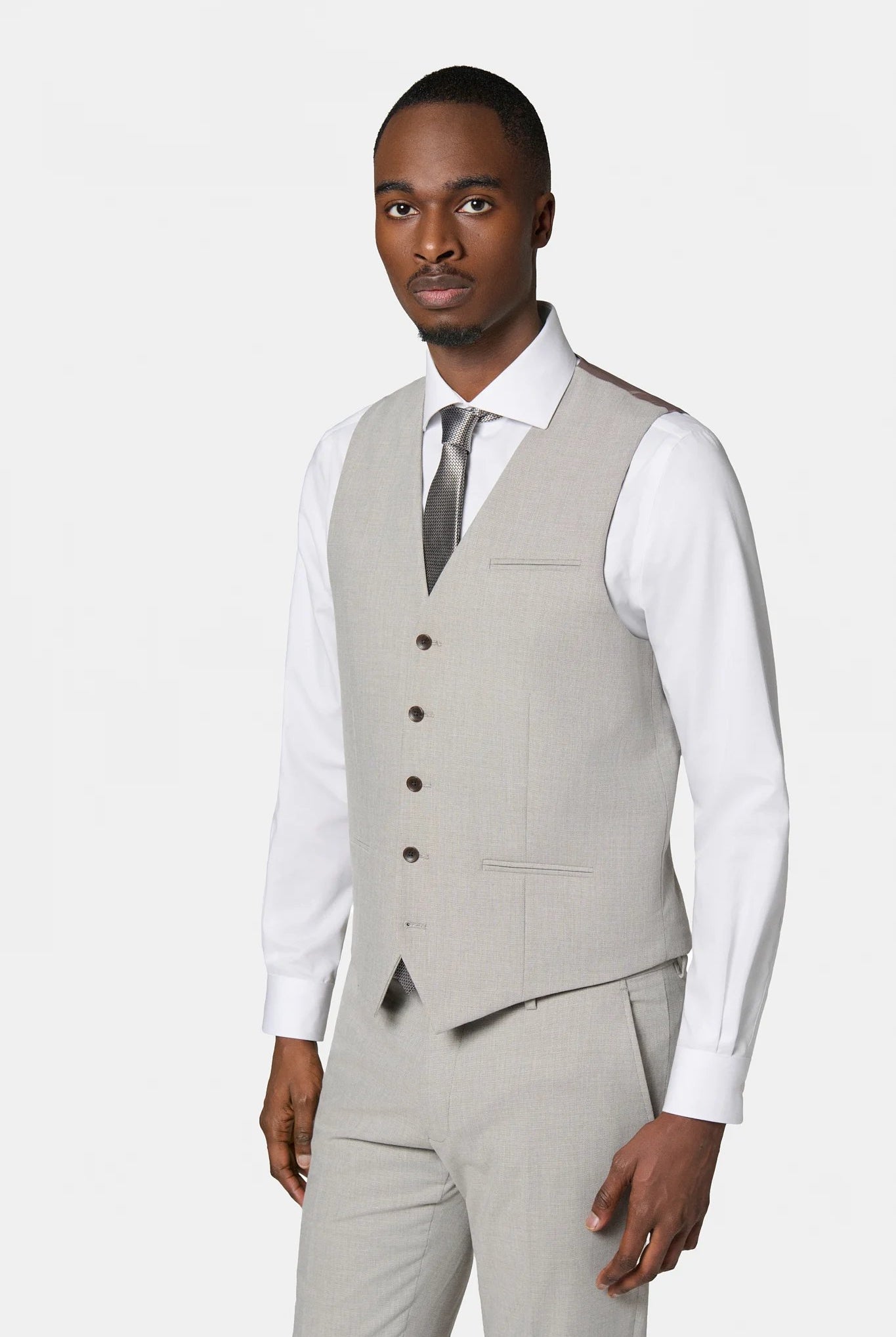 Gilet de costume bi-stretch Jerem, entièrement doublée, simple boutonnage