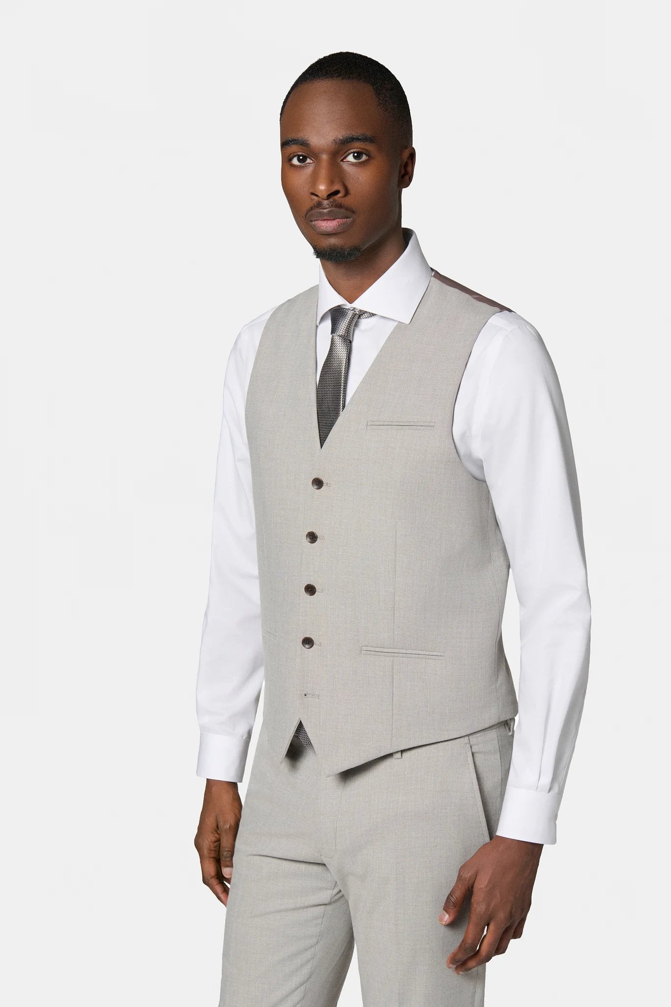 Gilet de costume bi-stretch Jerem, entièrement doublée, simple boutonnage