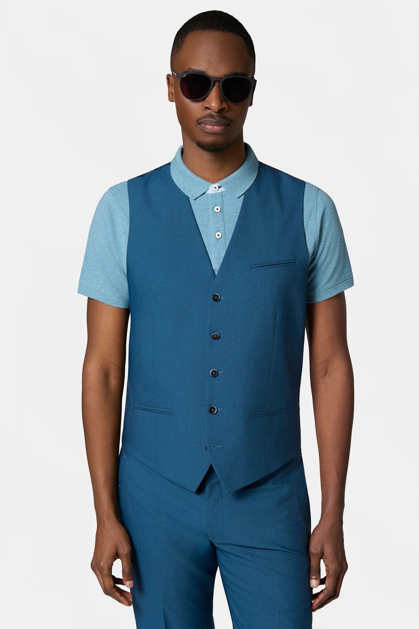Gilet de costume sergé technique stretch Jerem, simple boutonnage