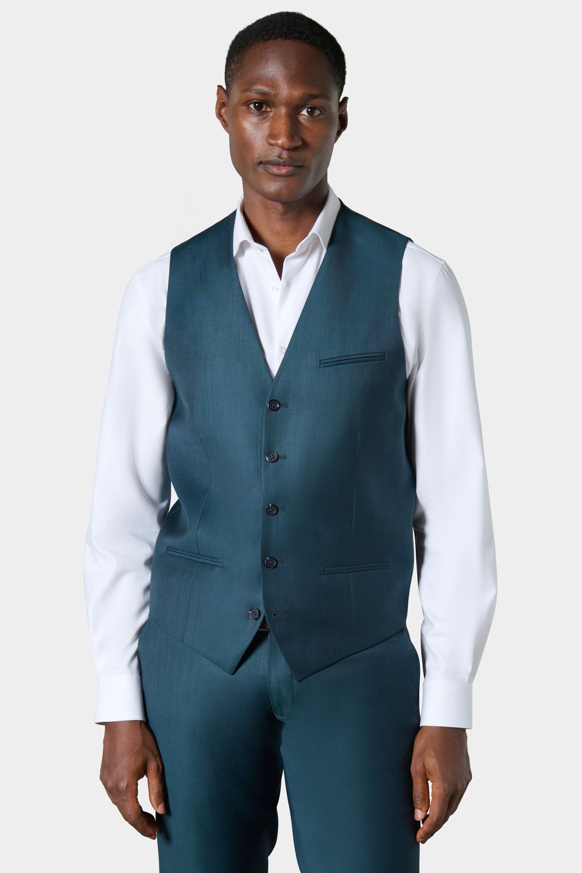 Gilet de costume en sergé de laine bleu