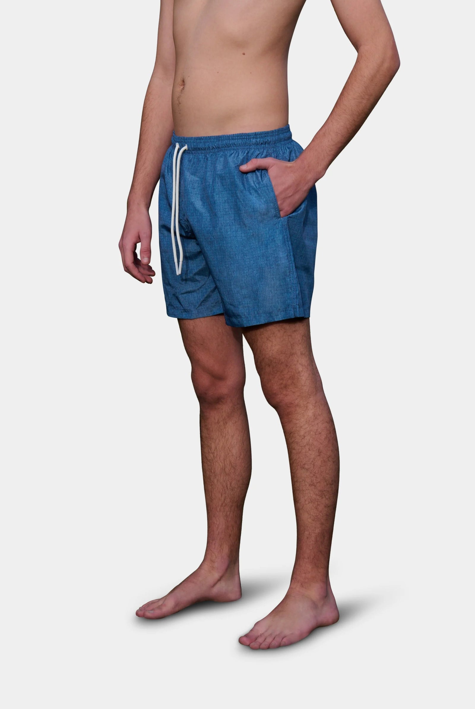 Maillot de bain esprit chiné Jerem — bleu chiné — vue portée de profil