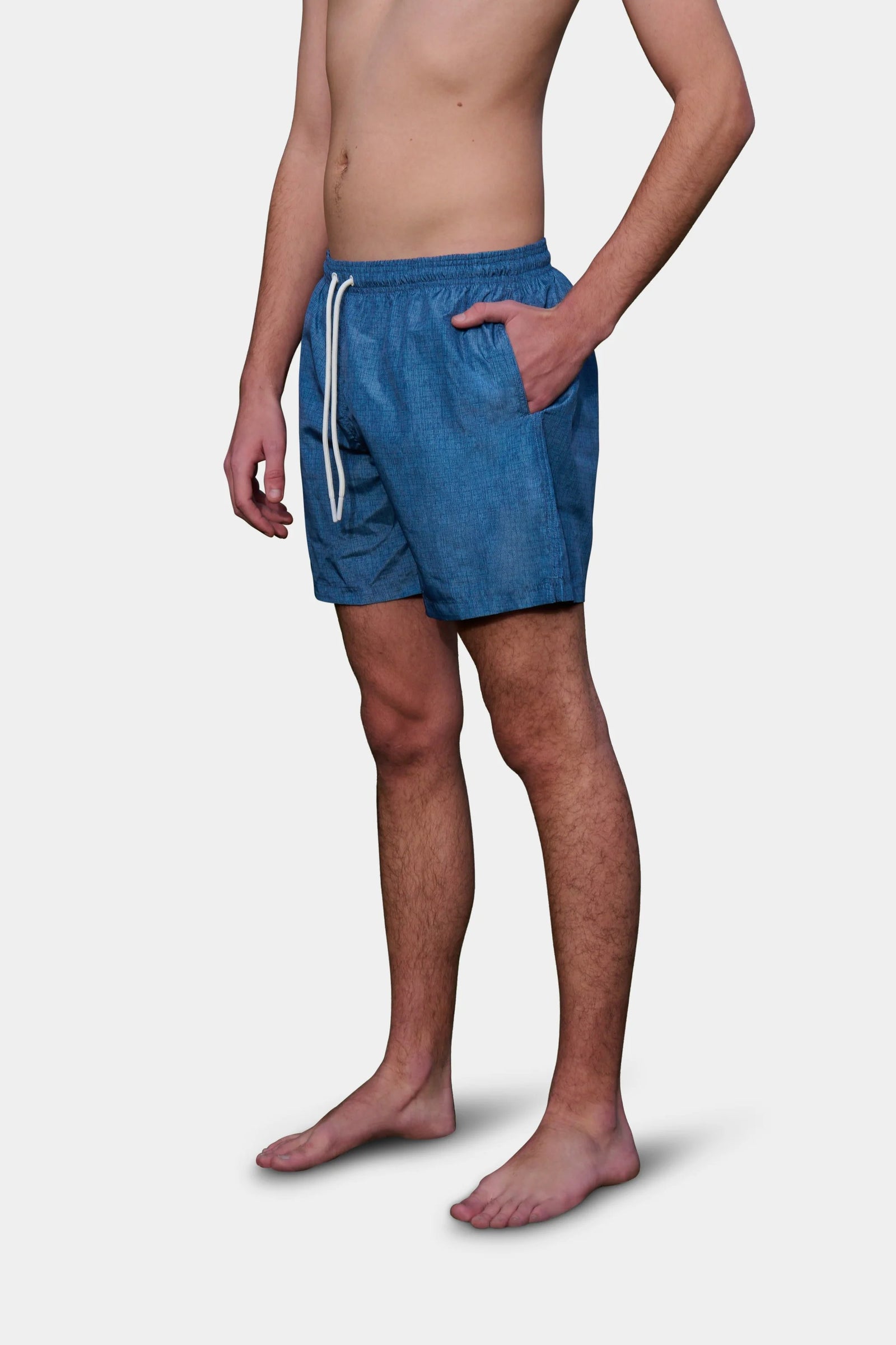 Maillot de bain esprit chiné Jerem — bleu chiné — vue portée de profil