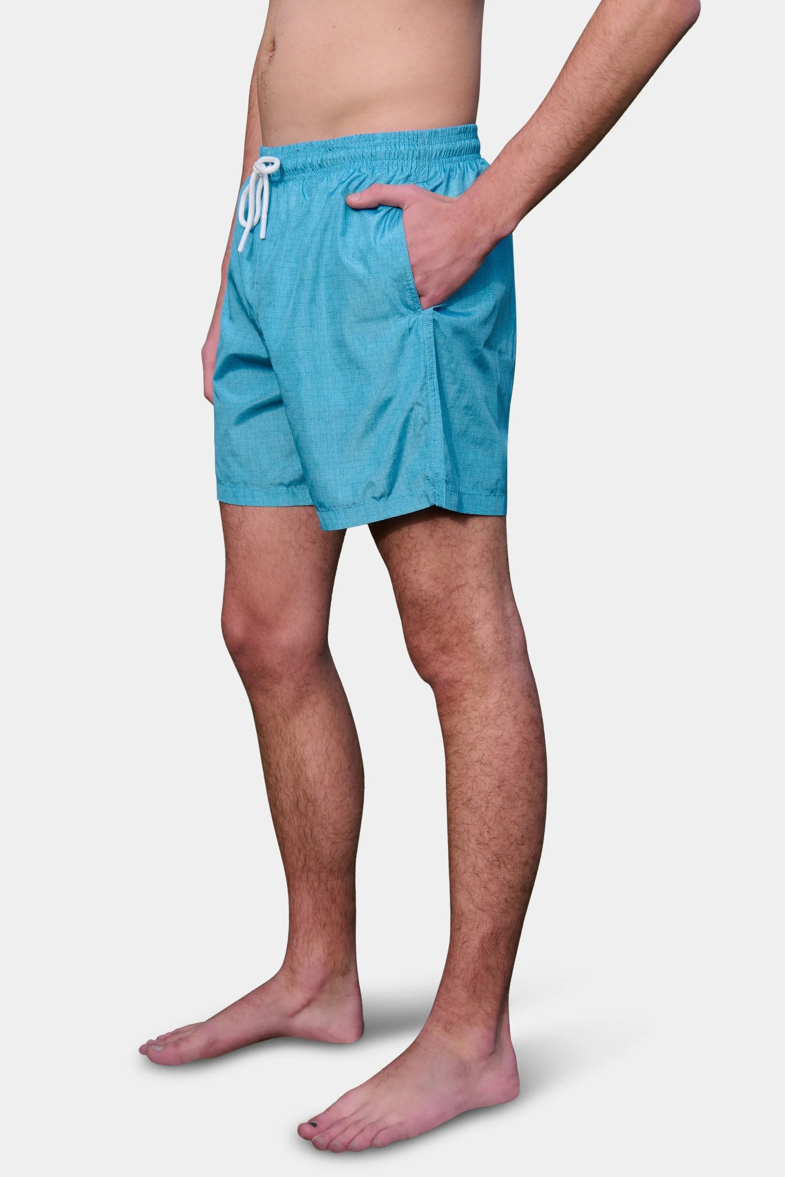 Maillot de bain esprit chiné Jerem — turquoise — vue portée de profil