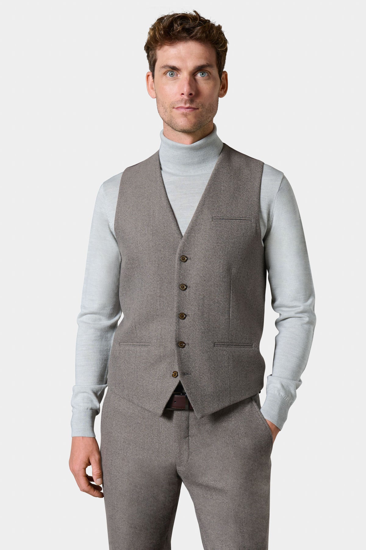 Gilet de costume beige chiné