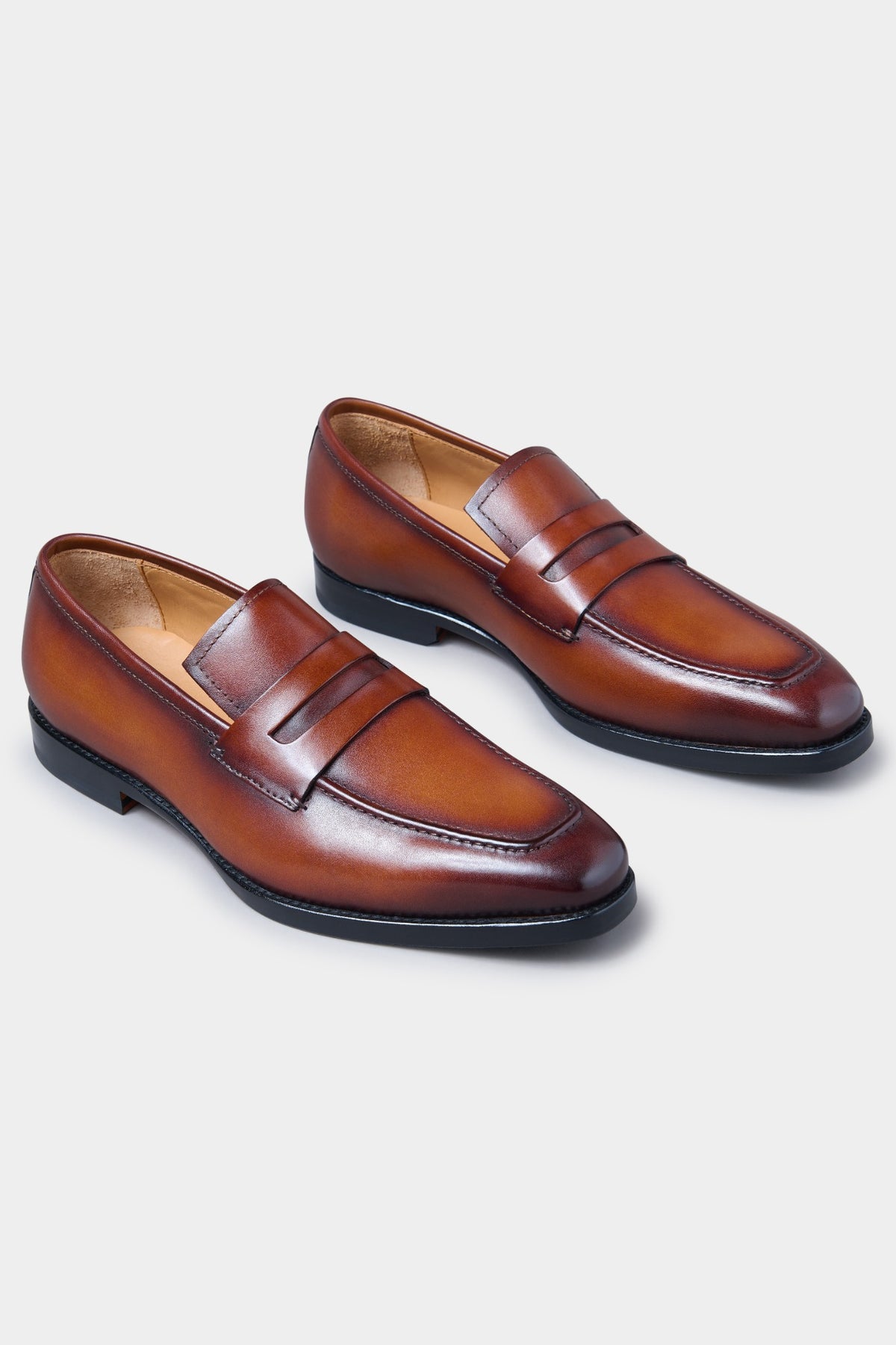 Mocassins en cuir patiné à la main