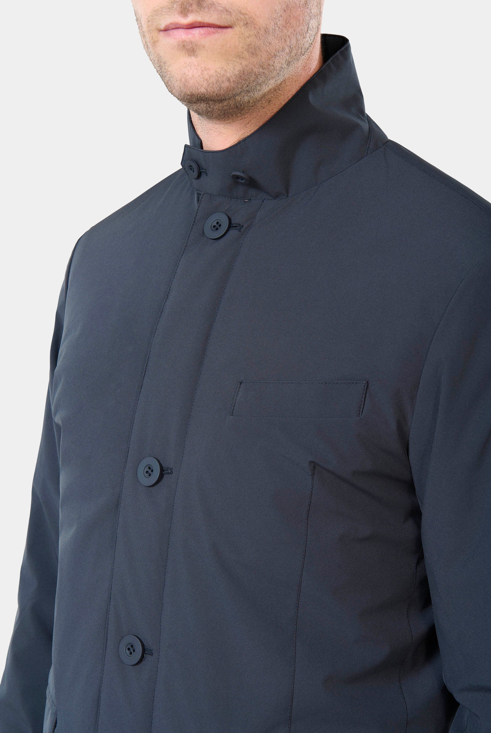 Parka légère col officier Jerem, simple boutonnage, coupe droite
