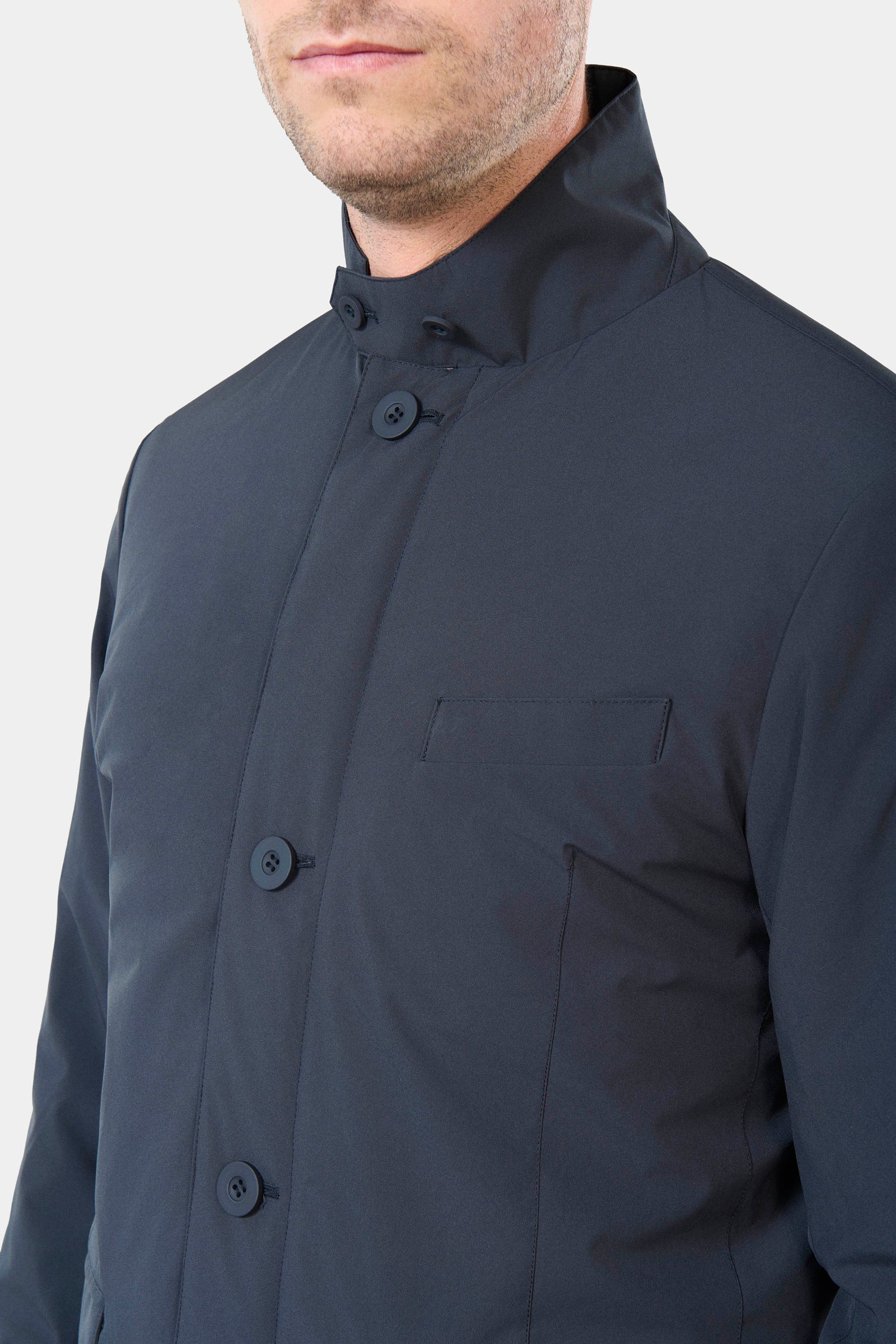 Parka légère col officier Jerem, simple boutonnage, coupe droite