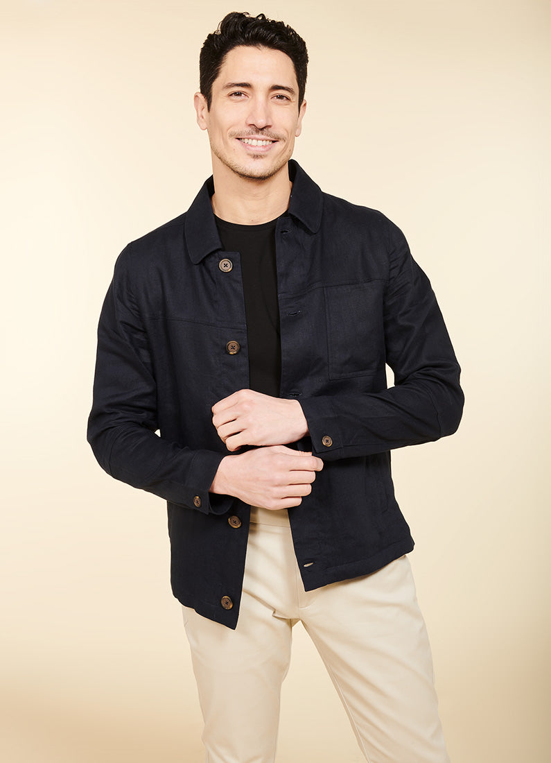 Surchemise en toile de lin swany Jerem, poche poitrine