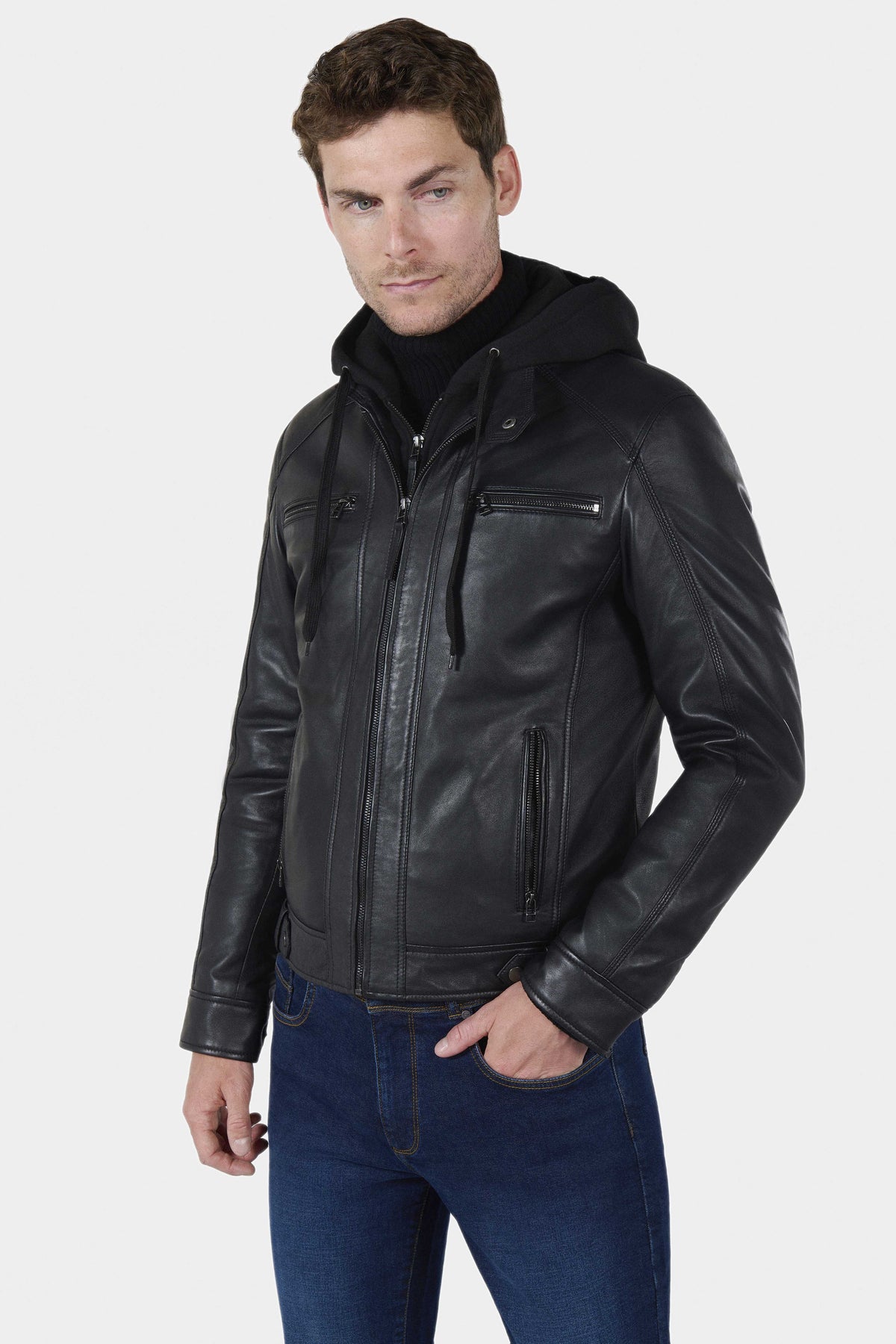 Blouson en cuir col montant Doors Jerem vue 5