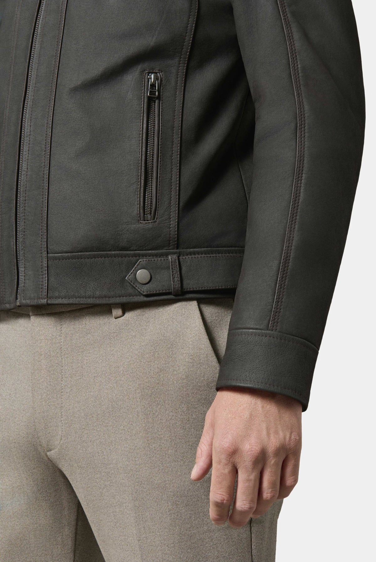 Cuir avec capuche amovible — Blouson Jerem