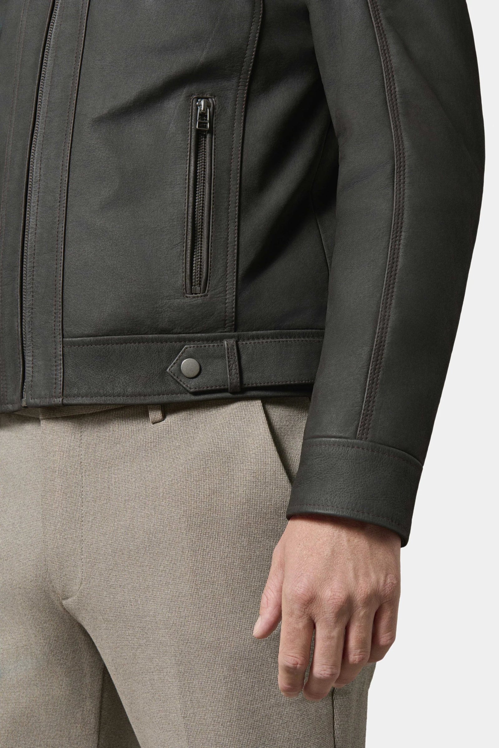 Cuir avec capuche amovible — Blouson Jerem