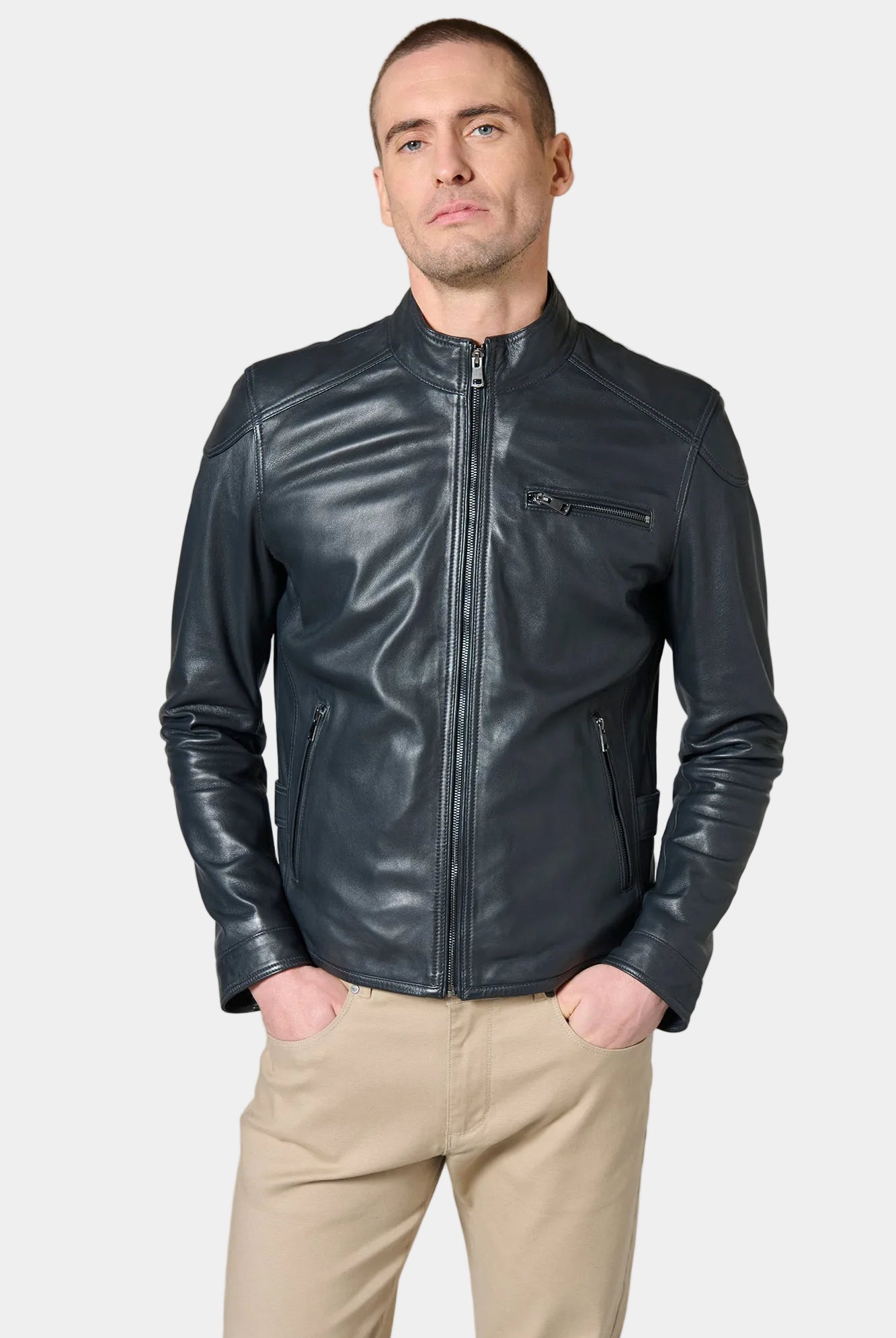 Blouson cuirs Chick Jerem, coupe ajustée