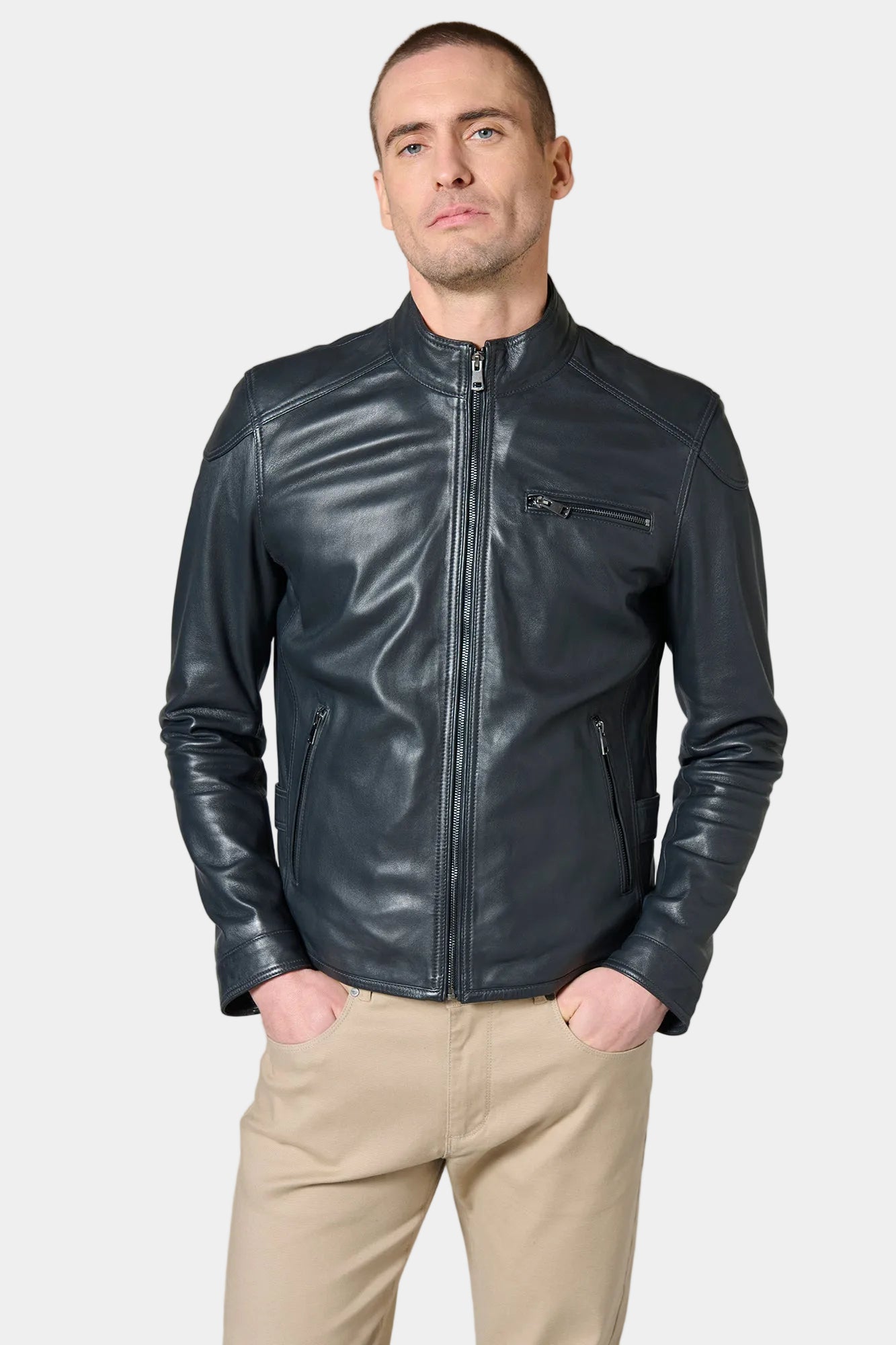 Blouson cuirs Chick Jerem, coupe ajustée