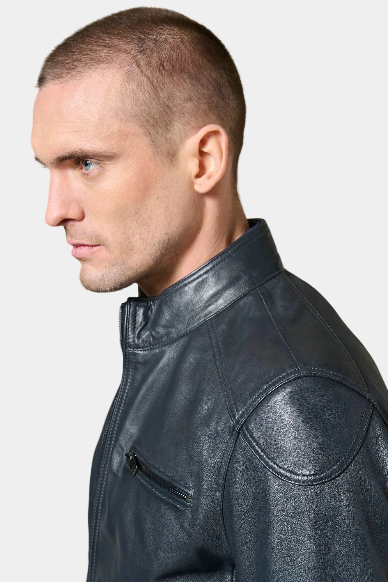 Blouson cuirs Chick Jerem, coupe ajustée vue 3