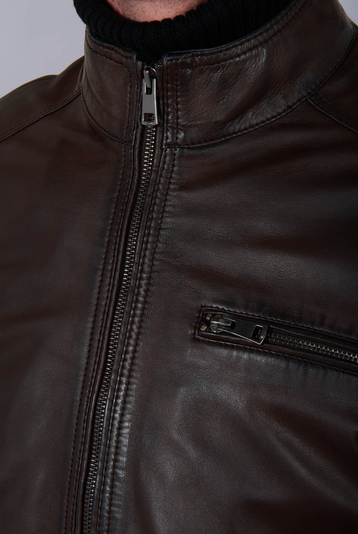 Blouson cuir avec col amovible Dylan Jerem vue 4