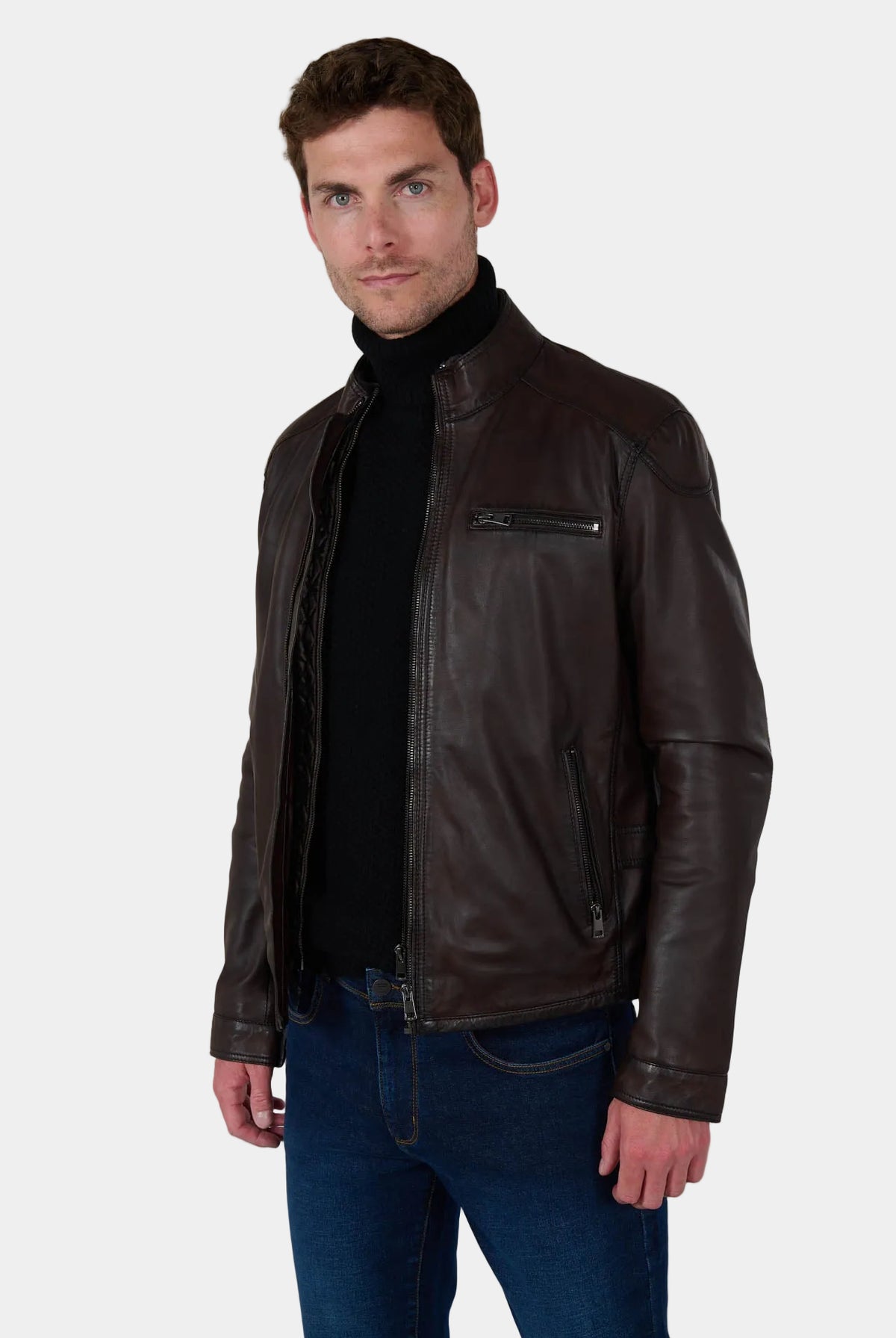 Blouson cuir avec col amovible Dylan Jerem vue 2
