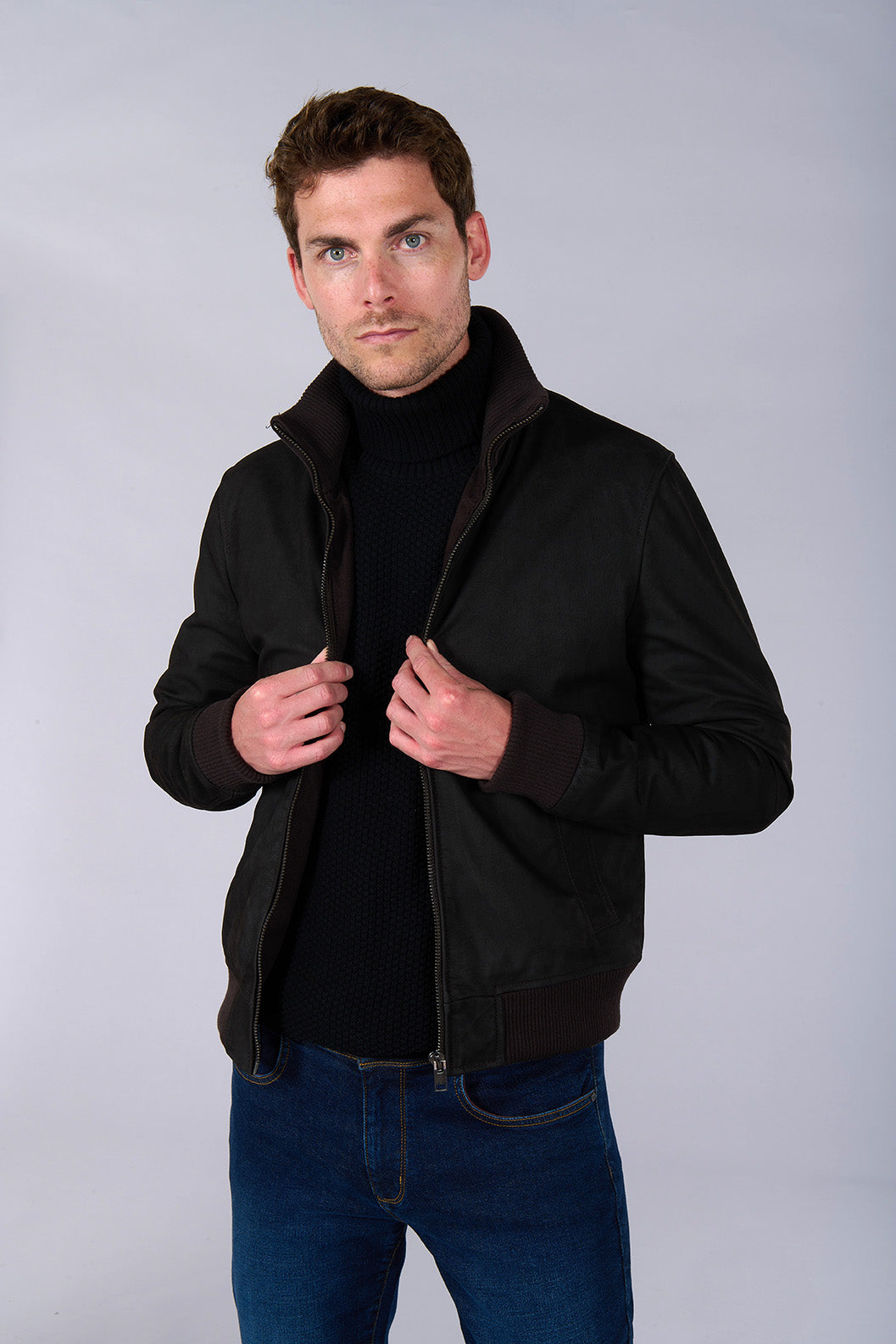 Blouson, cuir de buffle huilé Jerem