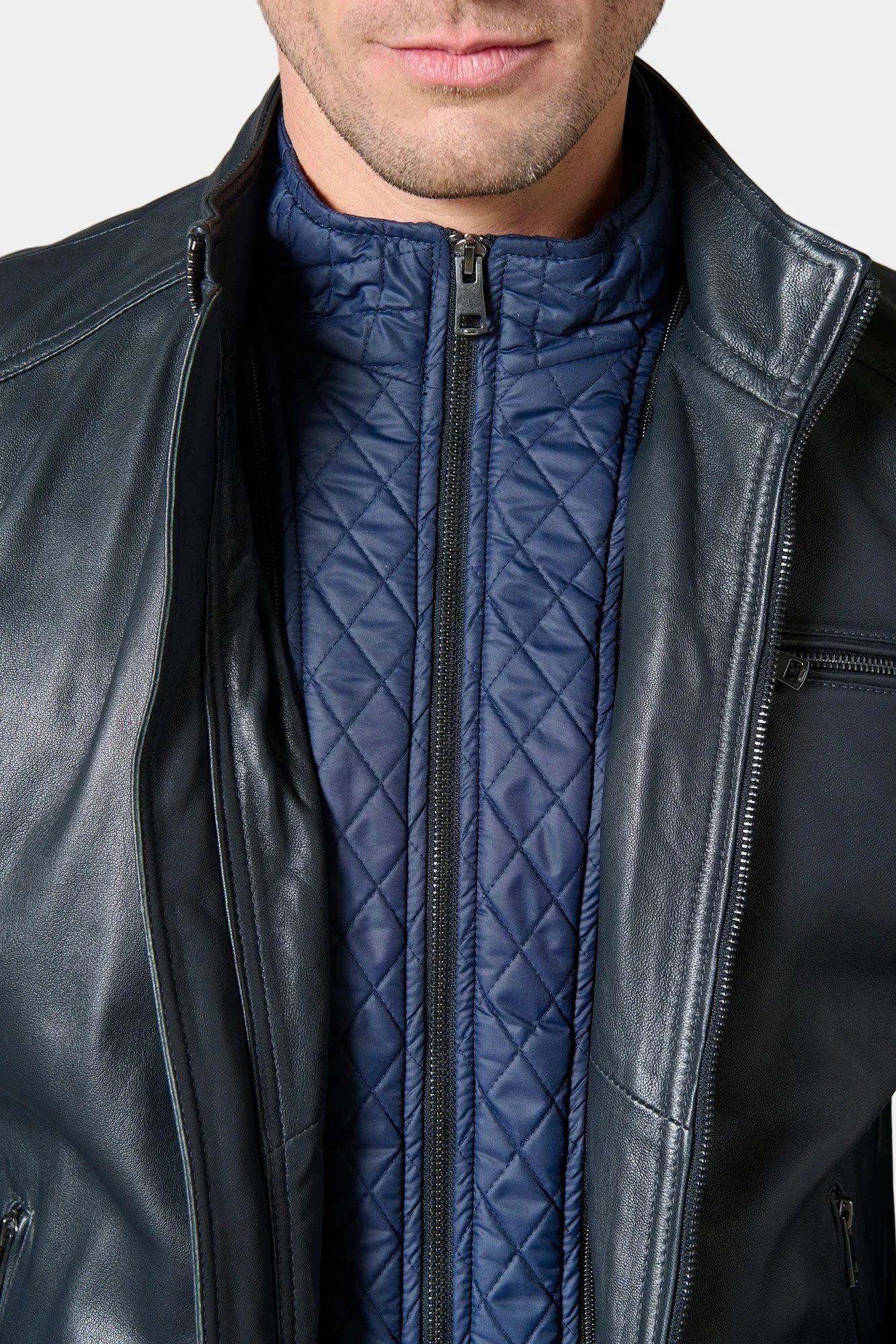 Blouson cuirs Chick Jerem, coupe ajustée vue 2