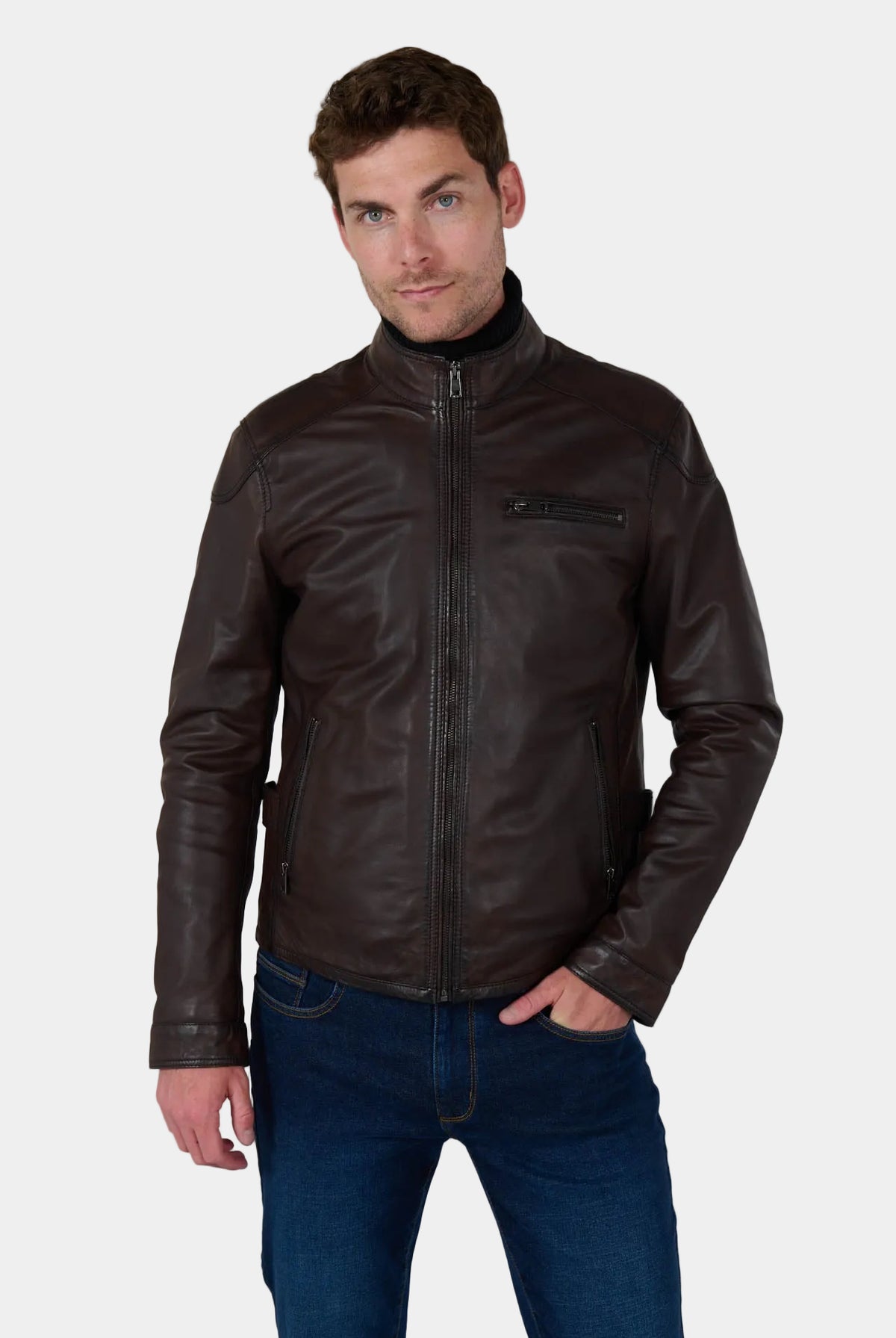 Blouson cuir avec col amovible Dylan Jerem