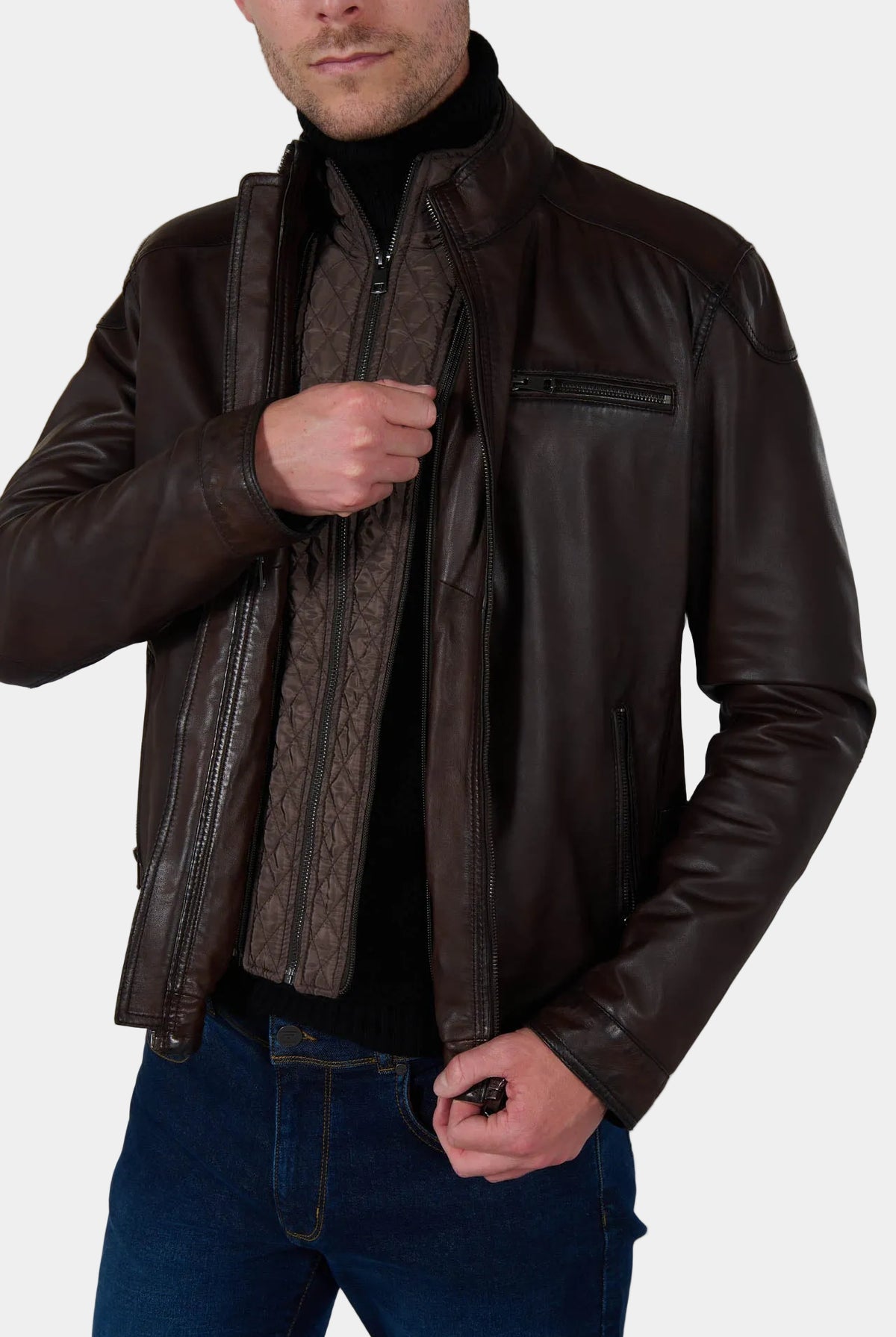 Blouson cuir avec col amovible Dylan Jerem vue 3