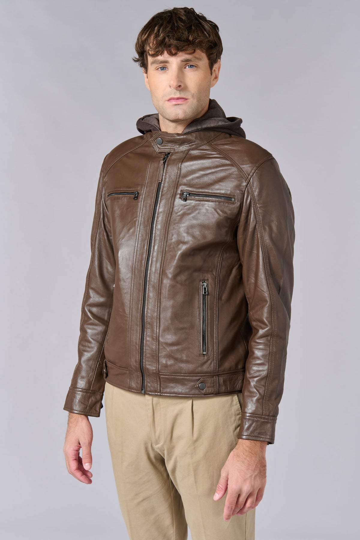 Blouson en cuir col montant Doors Jerem