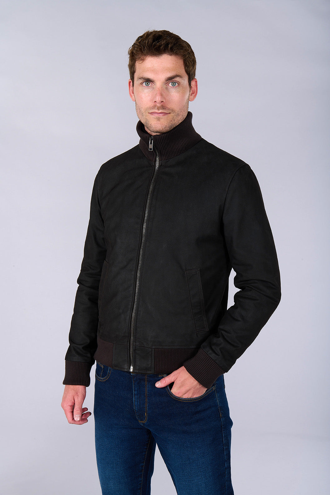 Blouson en cuir de buffle huilé Jerem