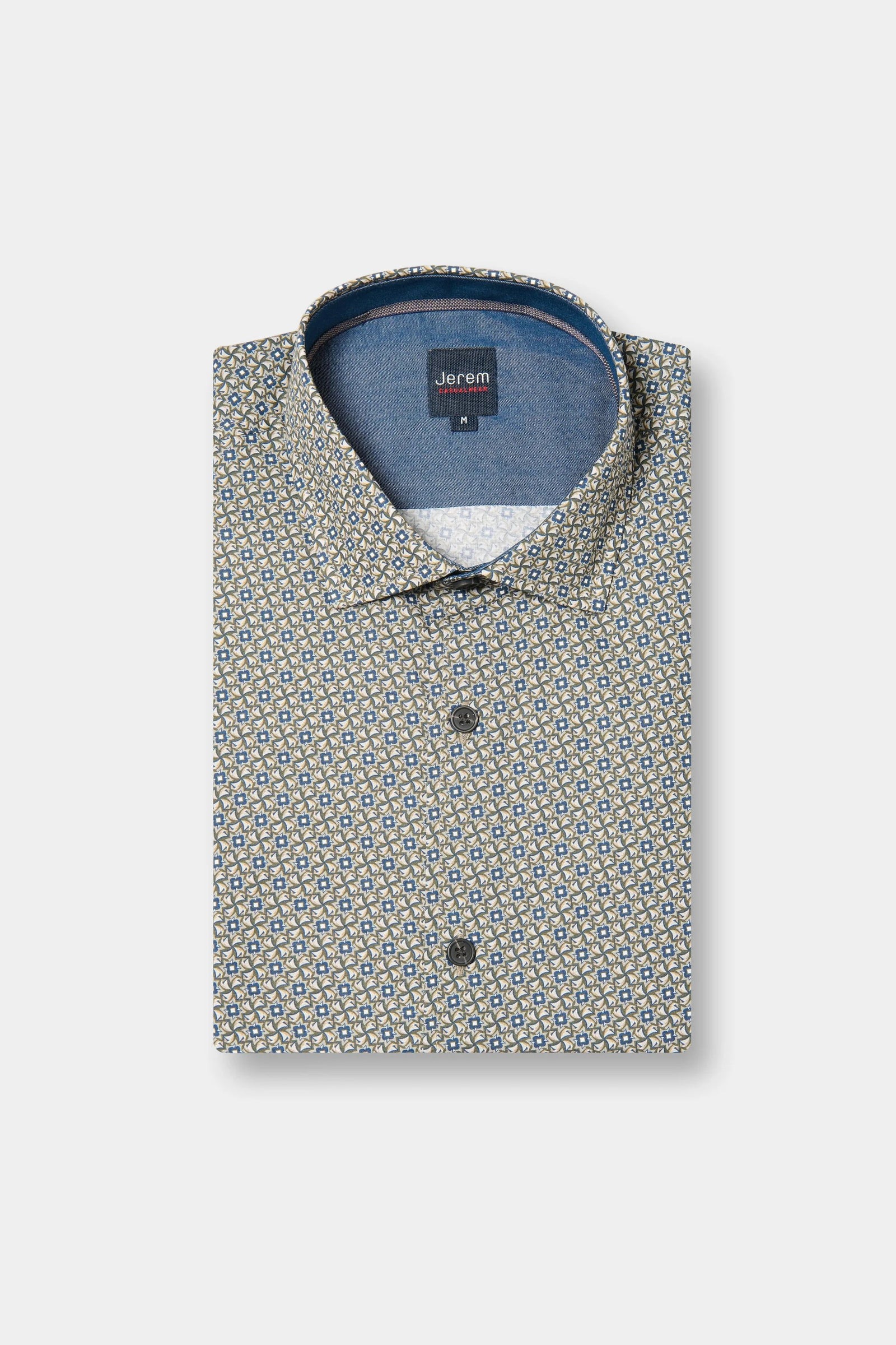 Chemise en popeline de coton imprimé fantaisie coupe confortable Jerem, col classique, coupe confortable