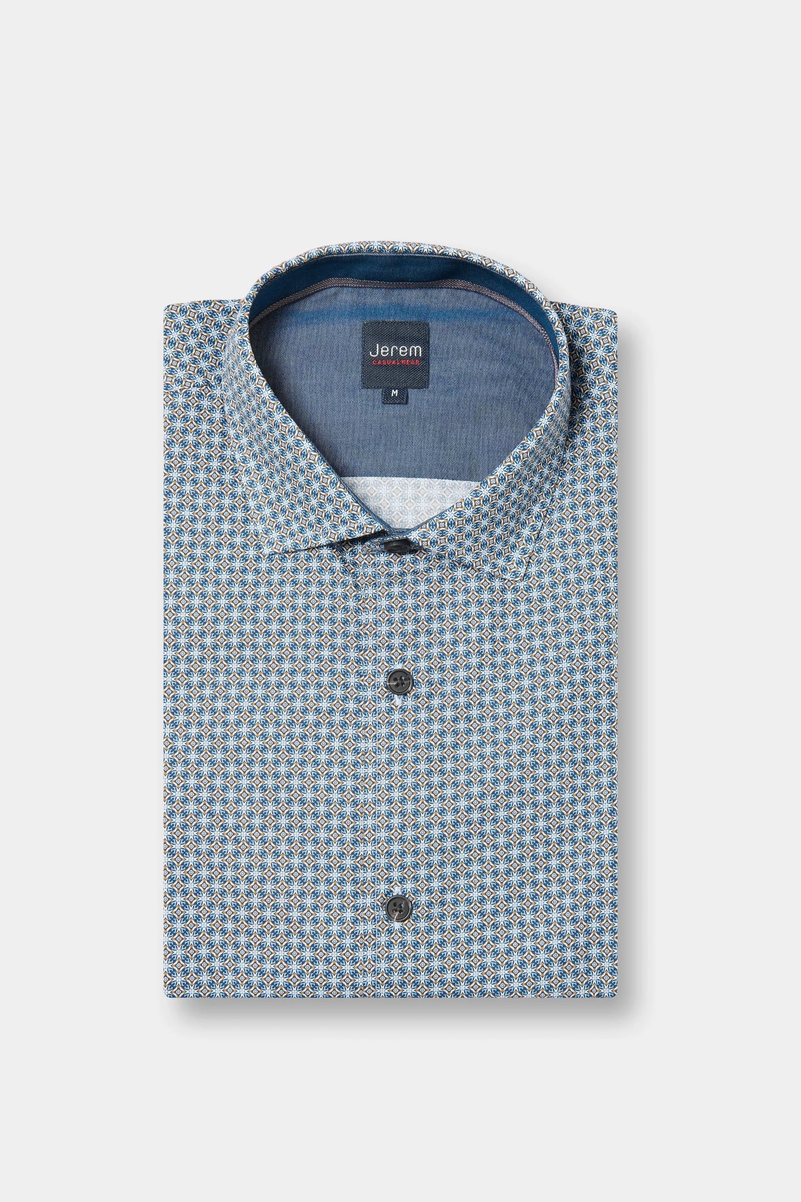 Chemise en popeline de coton imprimé fantaisie coupe confortable col classique Jerem, col classique, coupe confortable