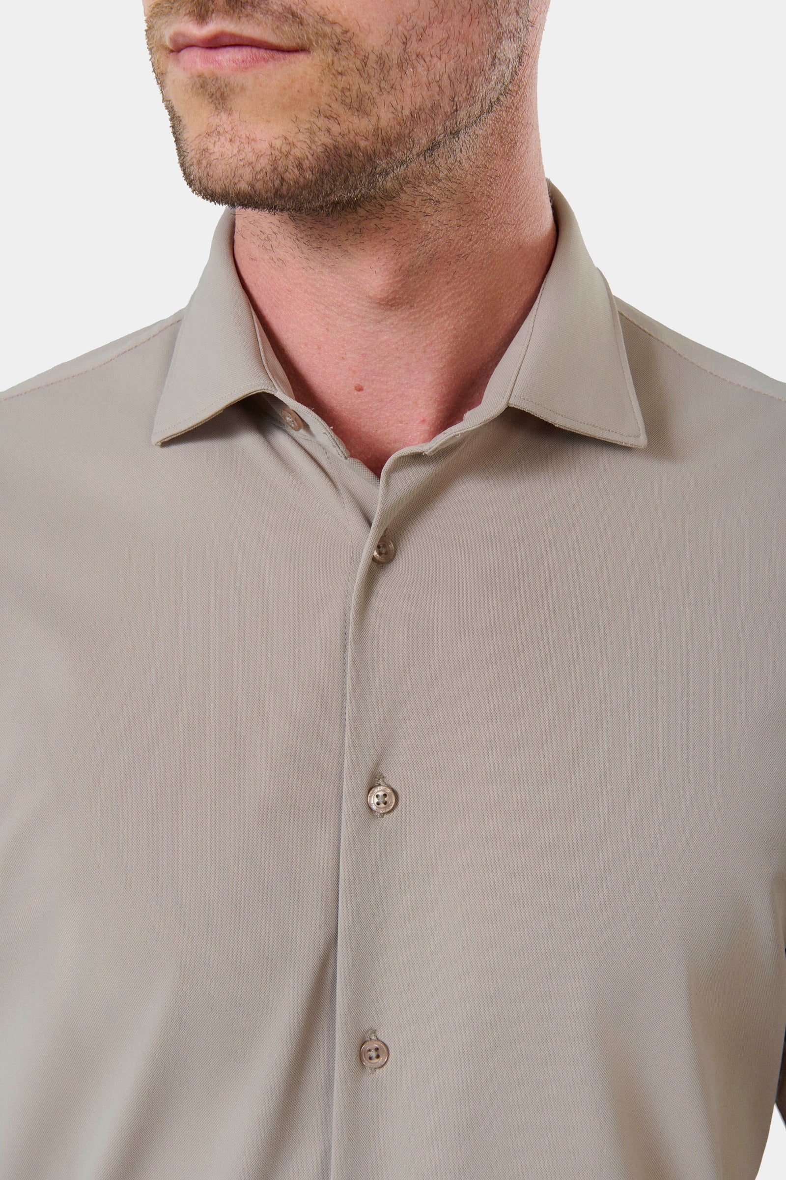 Chemise, matière stretch infroissable Slim fit ligne Activewear col semi-italien Jerem, col semi-italien