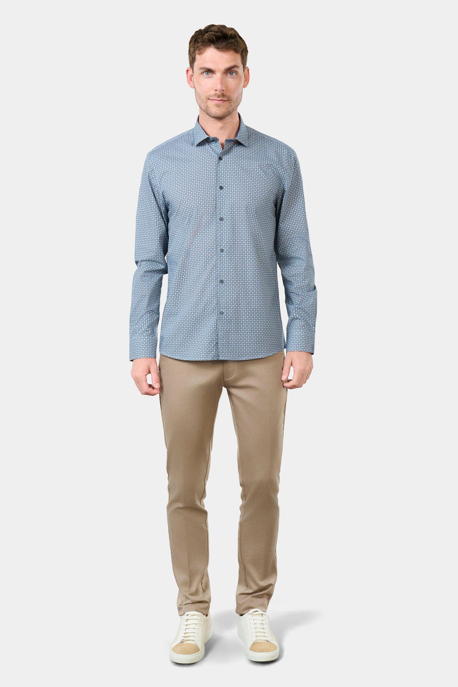 Popeline de coton imprimé fantaisie coupe confortable col classique — Chemise Jerem, col classique, coupe confortable
