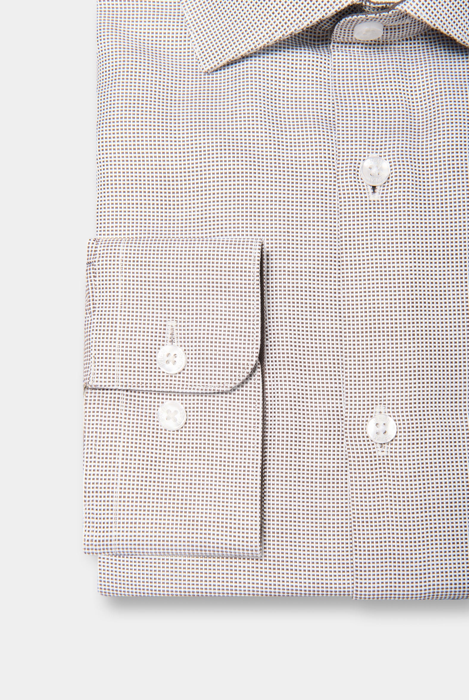 Coton repassage facile coupe ajustée col semi-italien — Chemise bicolore texturée Jerem, repassage facile, col semi-italien