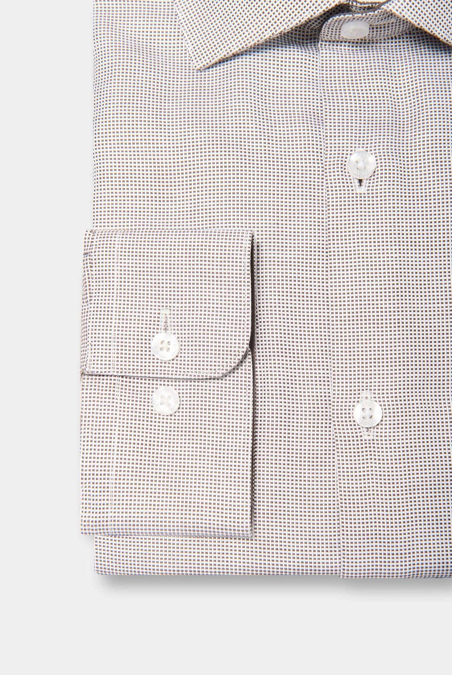 Coton repassage facile coupe ajustée col semi-italien — Chemise bicolore texturée Jerem, repassage facile, col semi-italien