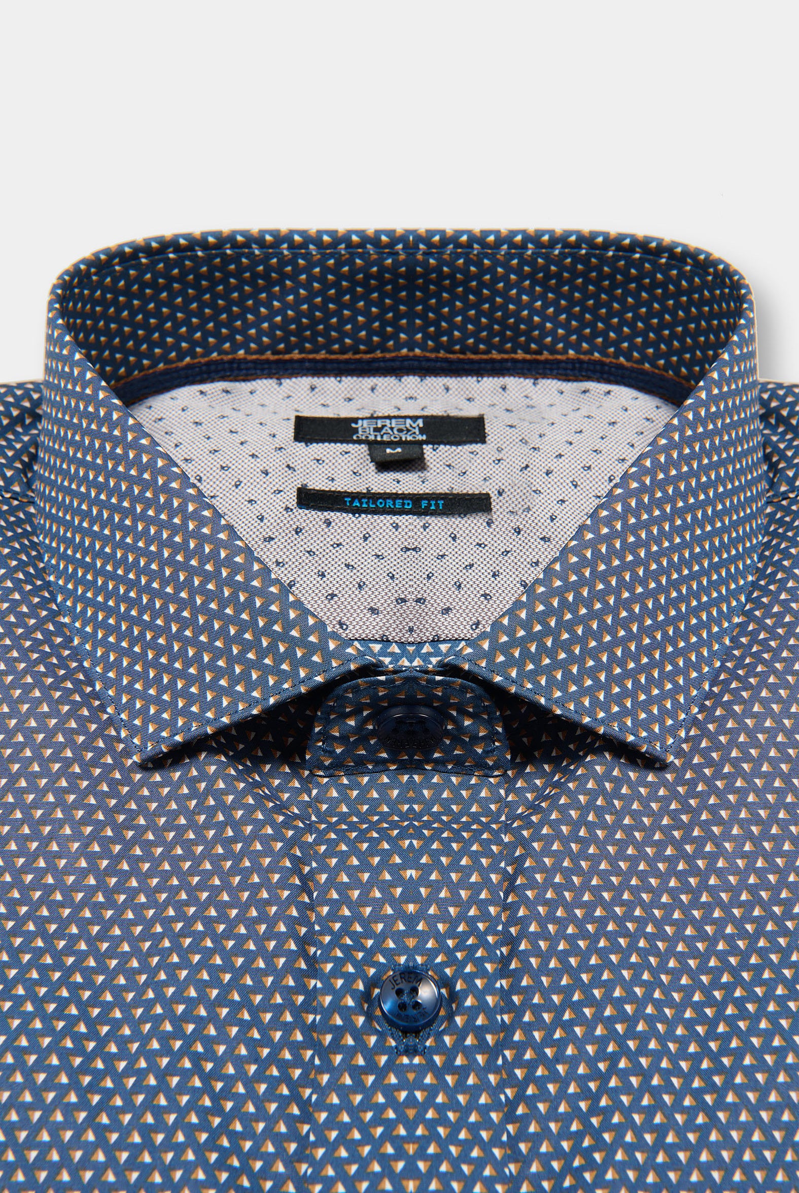 Chemise imprimée motifs géométriques ajustée col italien Jerem, coupe ajustée