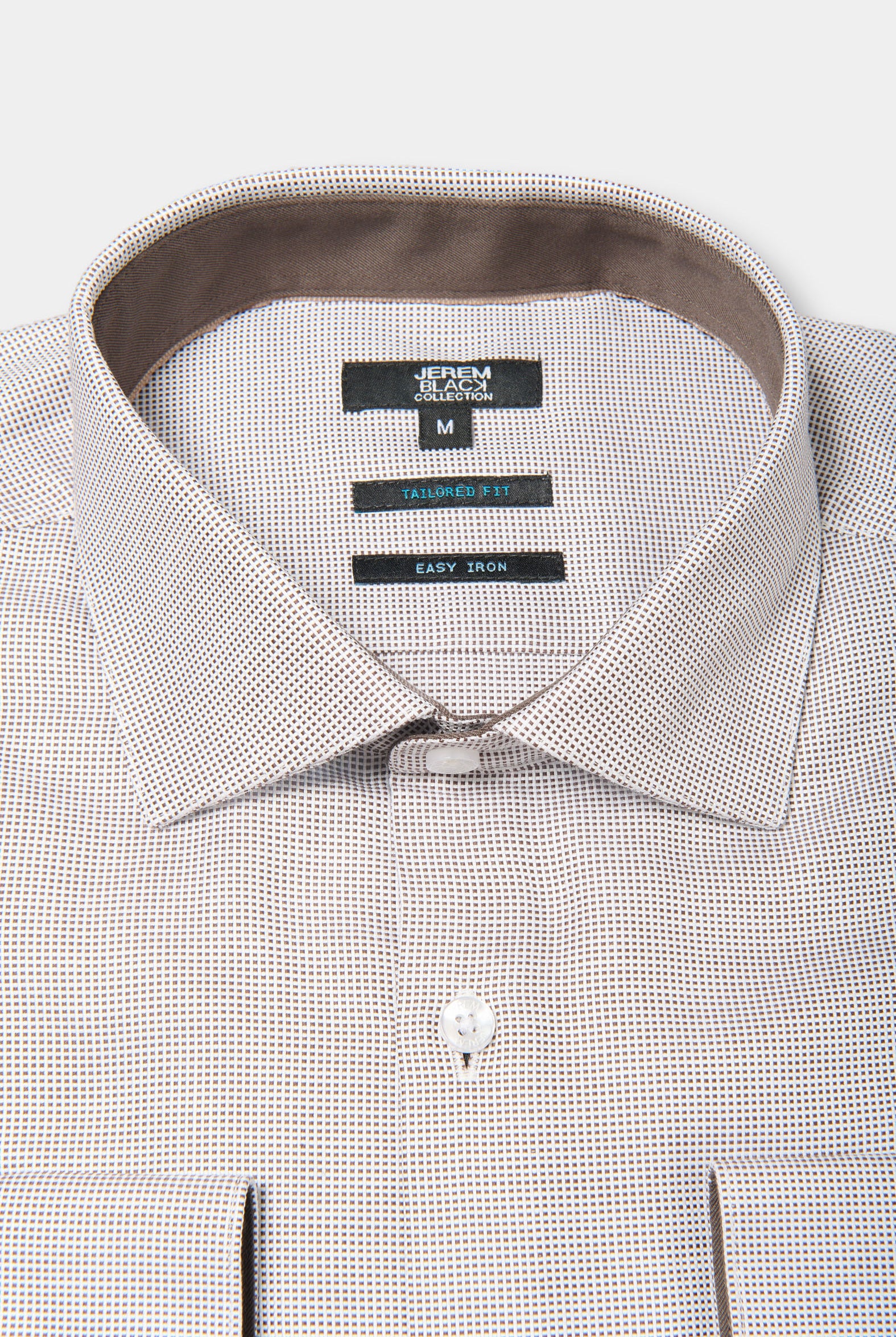 Chemise bicolore texturée, coton repassage facile coupe ajustée col semi-italien Jerem, coupe ajustée, repassage facile