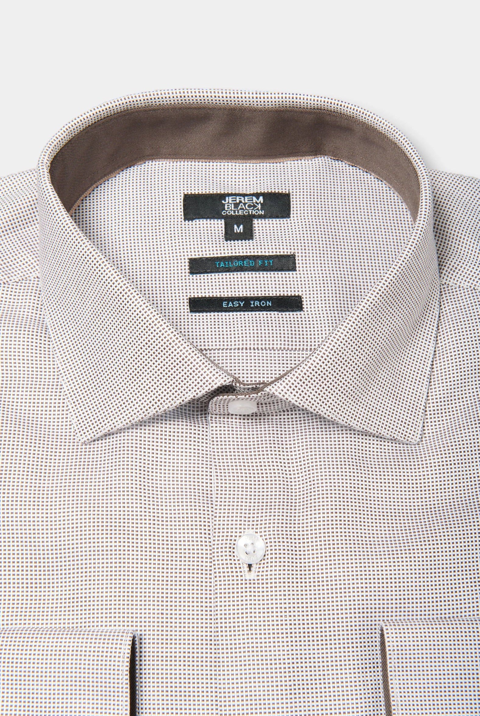 Chemise bicolore texturée, coton repassage facile coupe ajustée col semi-italien Jerem, coupe ajustée, repassage facile