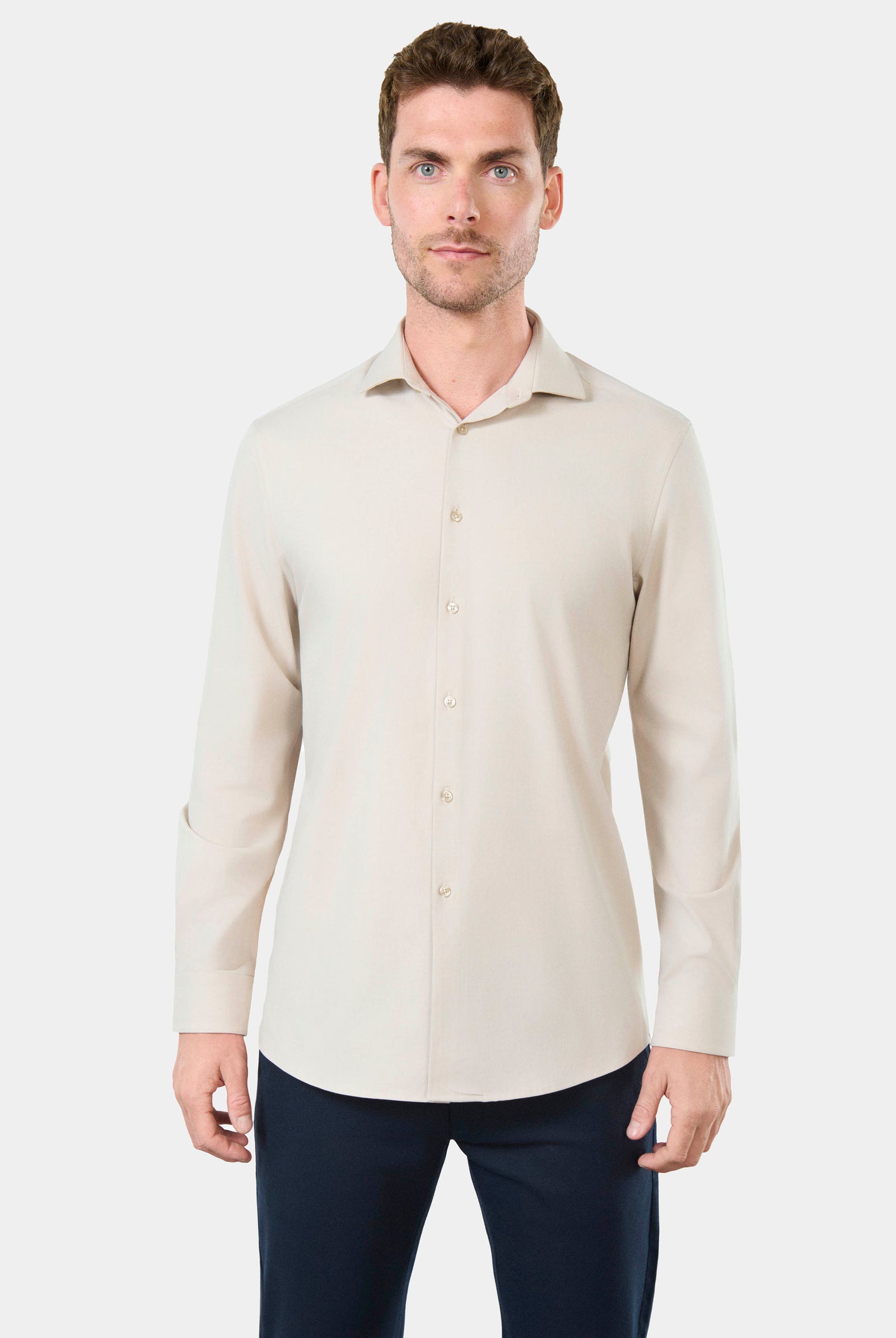 Chemise, tissu coolmax : confort et performance - coupe droite Jerem, col semi-italien, coupe droite