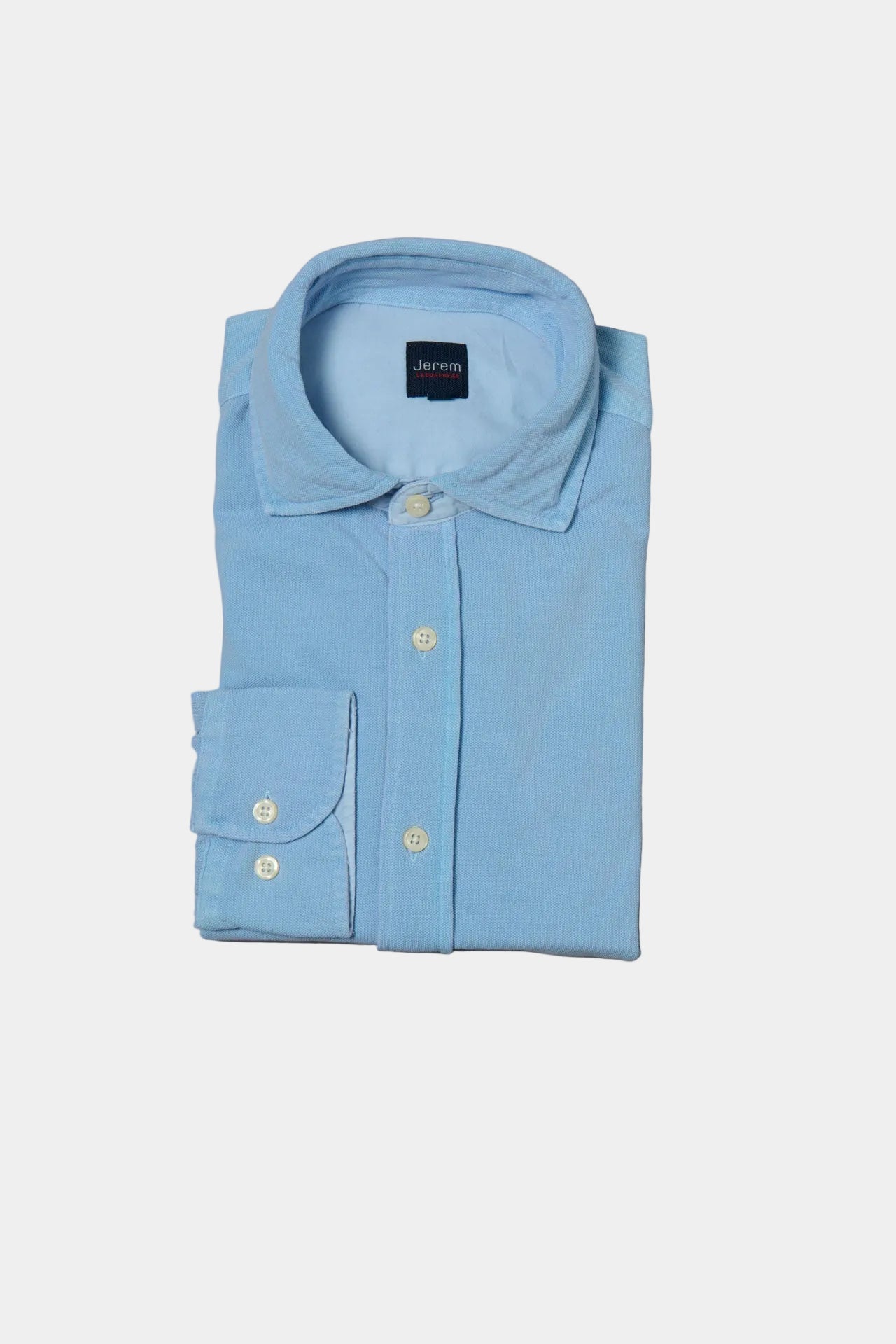 Chemise teinte, pièce en maille piquée de coton coupe confortable Jerem, col semi-italien, coupe confortable