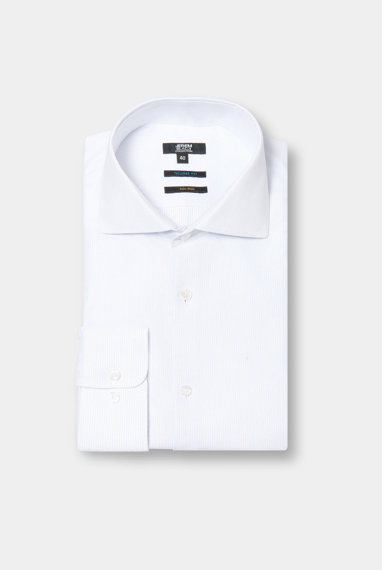 Chemise texturée en coton col italien sans repassage coupe ajustée Jerem, coupe ajustée, sans repassage