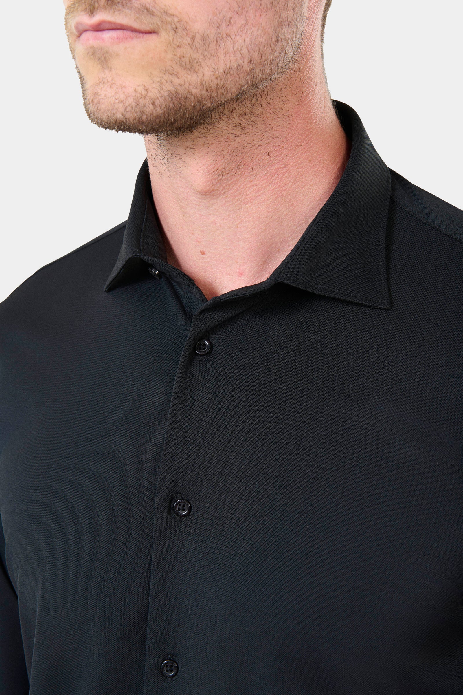 Chemise en matière stretch infroissable Slim fit ligne Activewear col semi-italien Jerem, col semi-italien vue 5