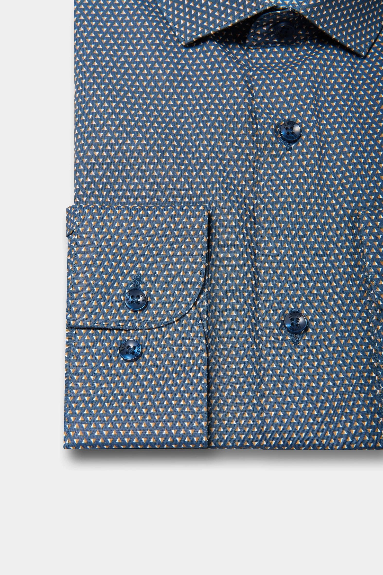Chemise imprimée motifs géométriques coupe ajustée col italien, Jerem
