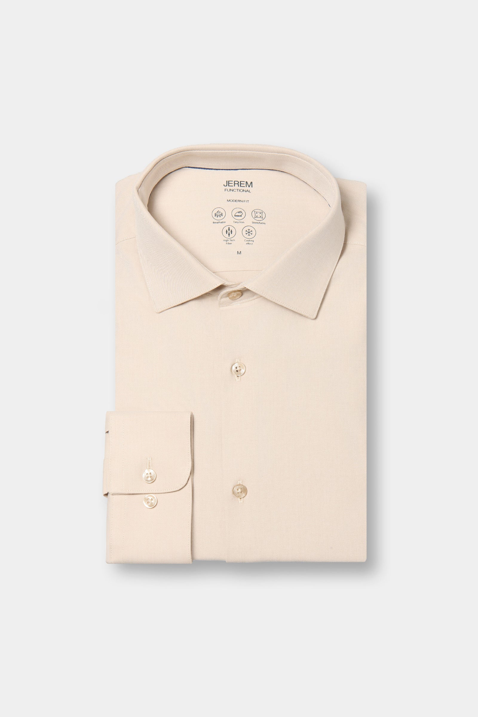 Chemise en tissu coolmax : confort et performance - coupe droite Jerem, col semi-italien, coupe droite