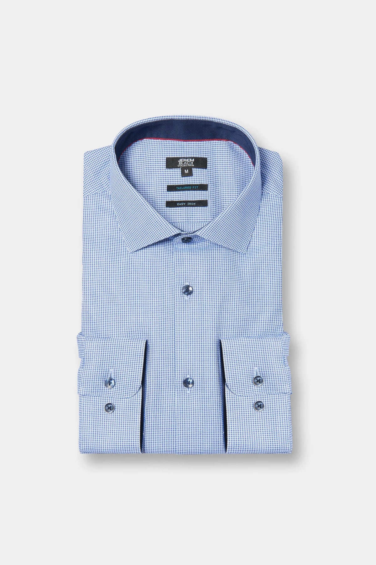 Camisa bicolor texturizada de algodón de fácil planchado y corte entallado de Jerem, cuello semiitaliano, corte entallado,...