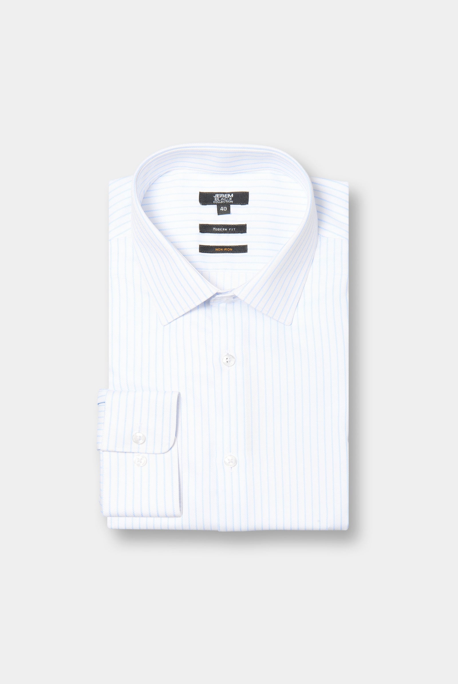 Chemise texturée à rayures bleu ciel Sans Repassage Coupe droite Jerem, col classique, coupe droite, sans repassage
